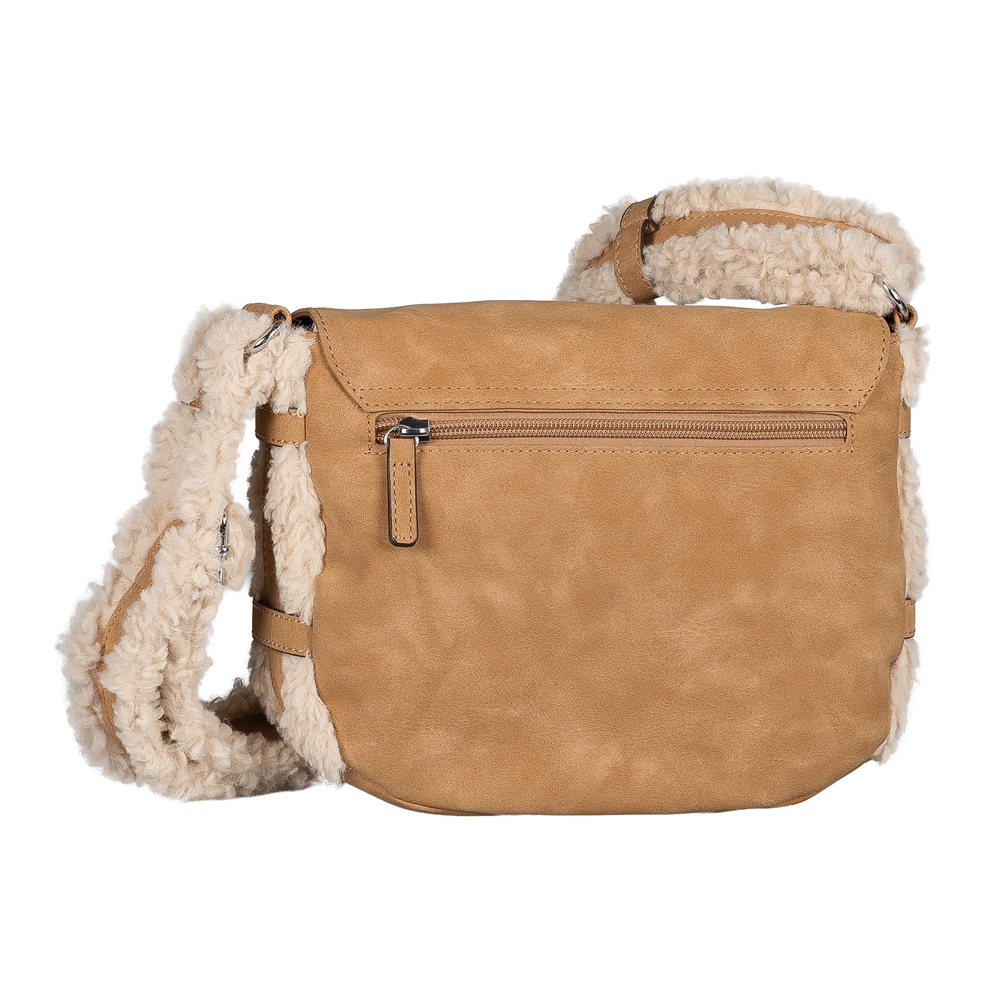 TOM TAILOR Umhängetasche »Neela« Damen Schultertasche, frischer Look mit kuschelige Fellimitatbesatz