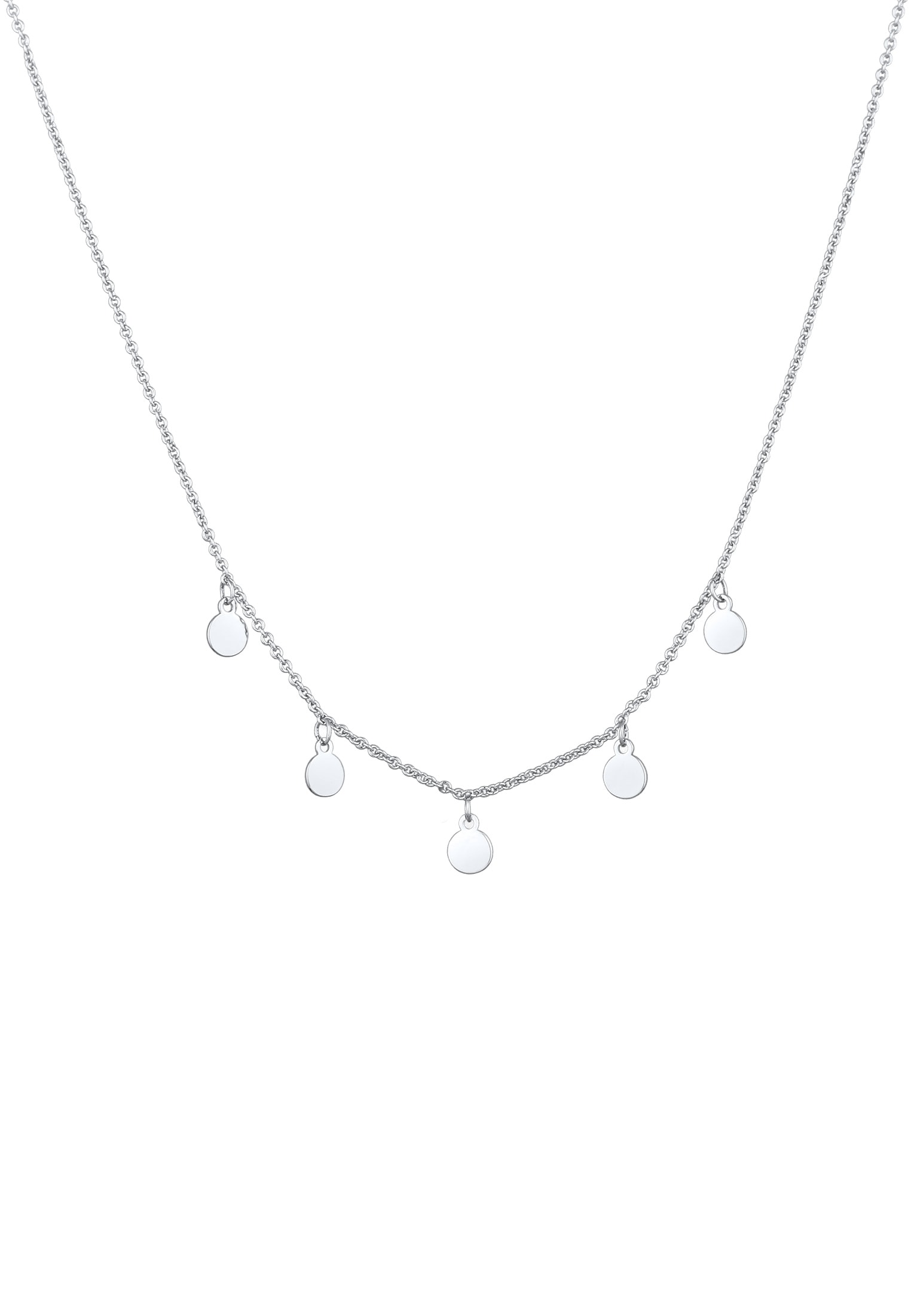 Elli Kette mit Anhänger »Halskette Plättchen Messing Silberfarben«