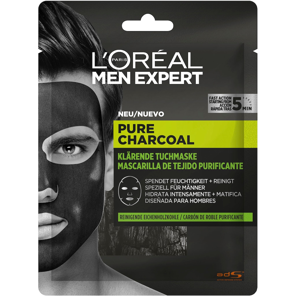 L'ORÉAL PARIS MEN EXPERT Gesichtsmasken-Set »Pure Charcoal und Hydra Energy«, (Set, 4 tlg.)