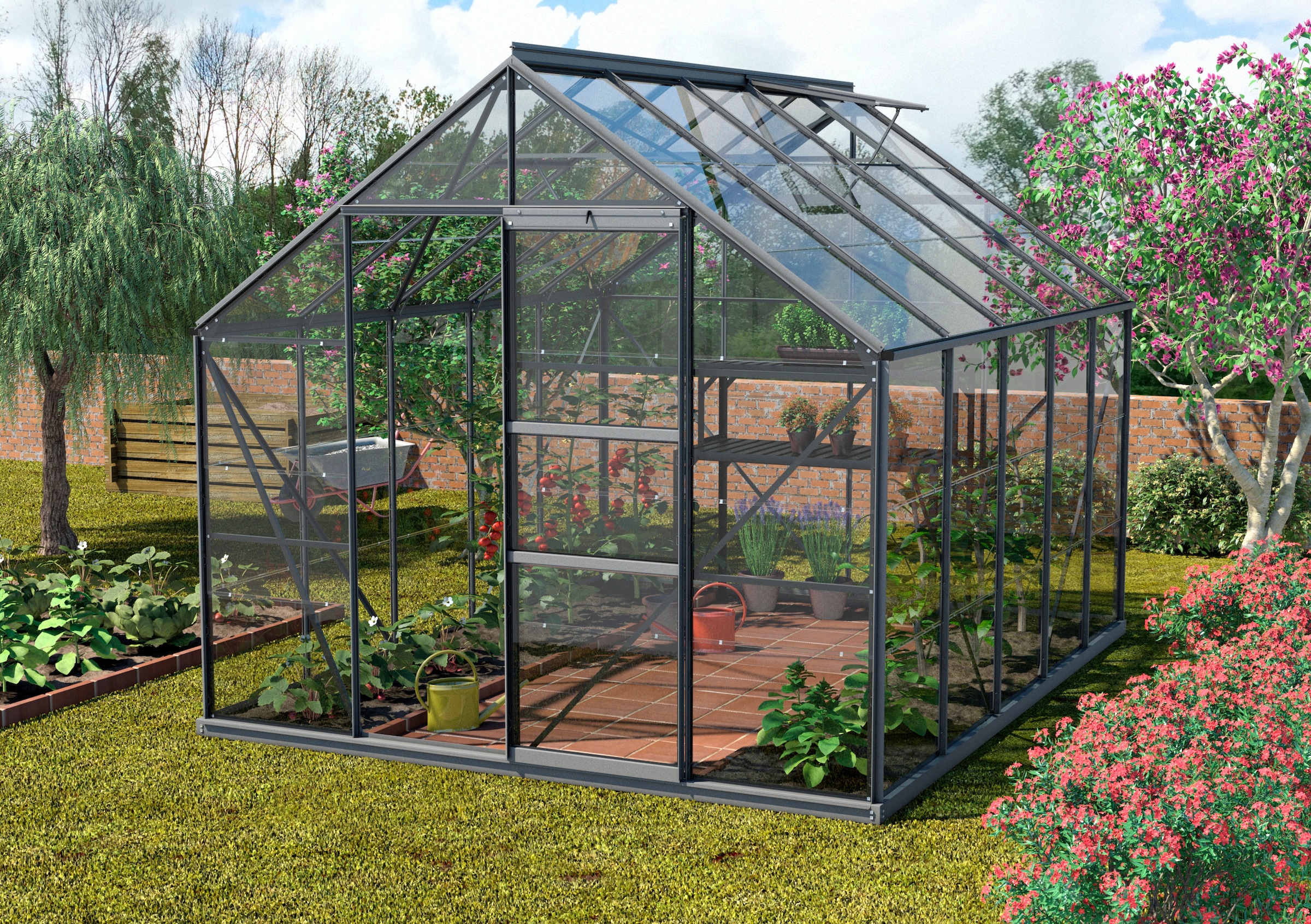 Vitavia Gewächshaus »Merkur 8300« in grau, Größe B/H/T: 254 cm x 317 cm