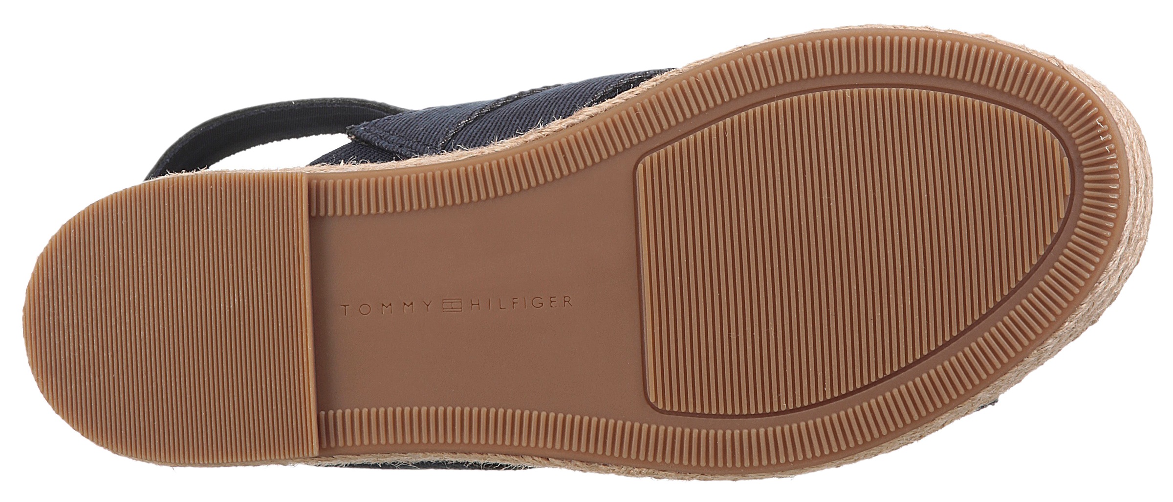 Tommy Hilfiger Keilsandalette »DENIM ESPADRILLE PLATFORM SANDAL«, Plateau, Riemchensandale, Sommerschuh mit verstellbarer Schnalle