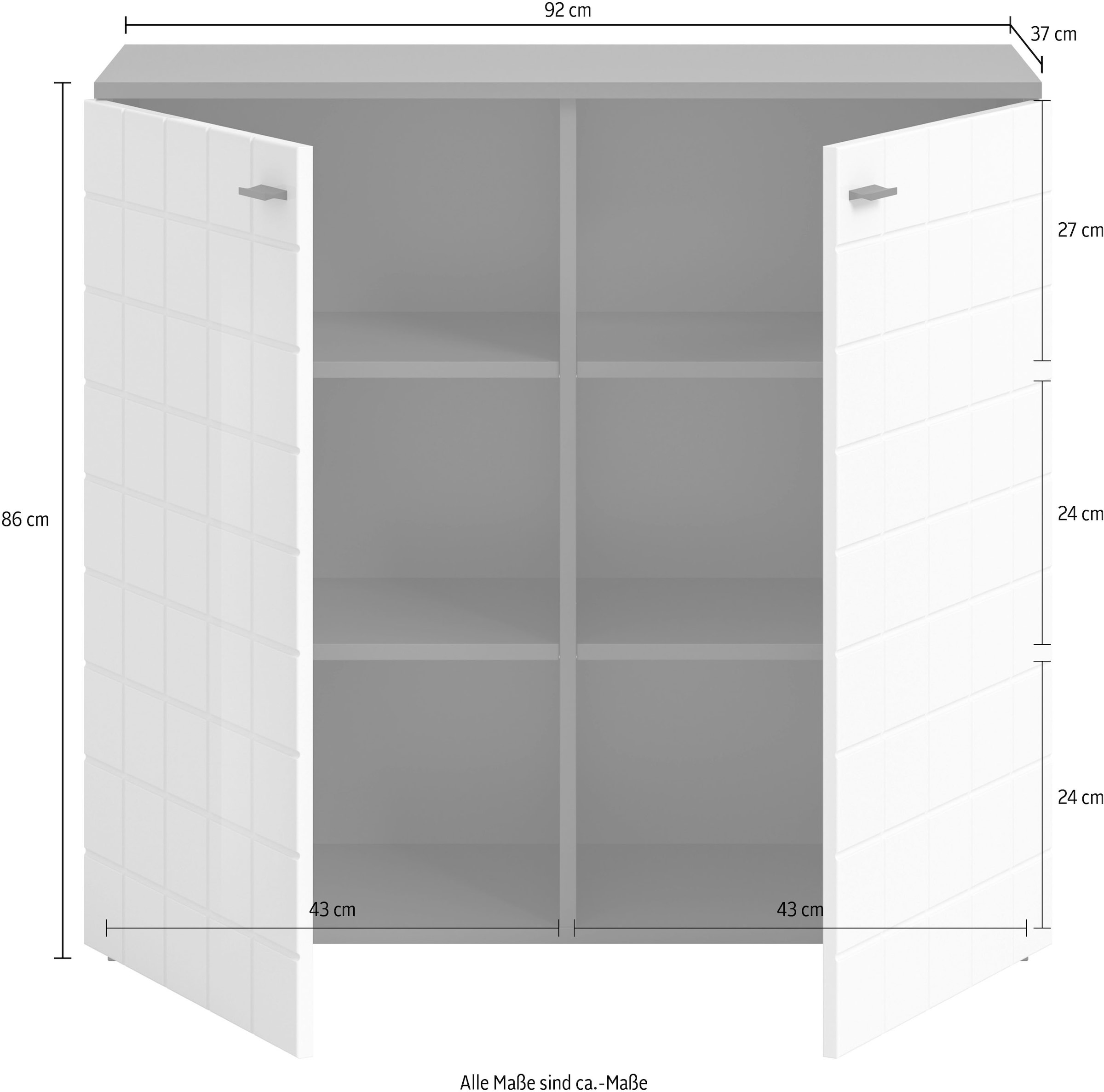 INOSIGN Kommode »Gora, Breite 92 cm, gefräste Front in Waffeloptik hochglanz« Sideboard, Schrank, Anrichte