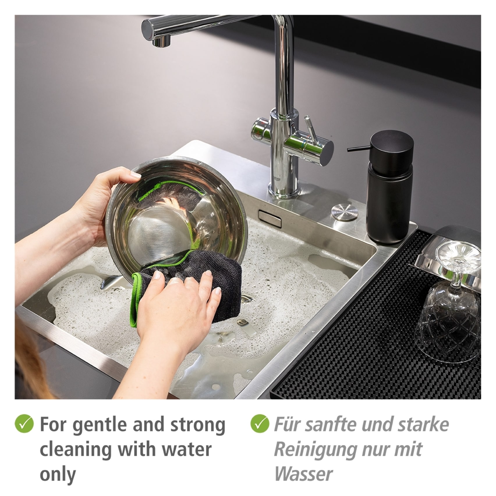 WENKO Küchenorganizer-Set »Modell Universal« viel Stauraum für Spülmittel und Spültuch, aus rostfreiem Edelstahl