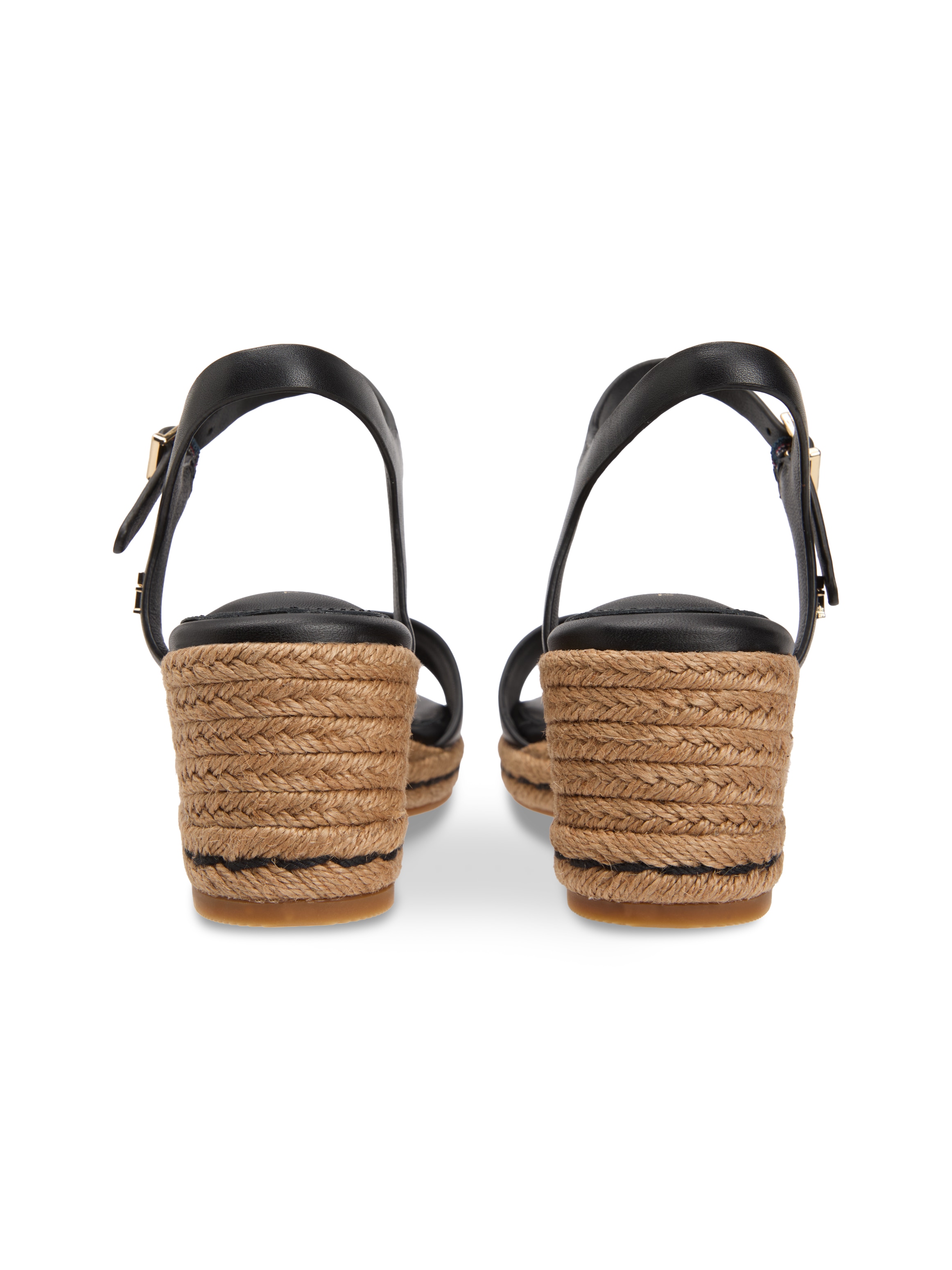 Tommy Hilfiger Keilsandalette »MID WEDGE ESPAD LEATHER«  Sommerschuh, Riemchensandale mit TH-Logoemblem - in schmaler Form