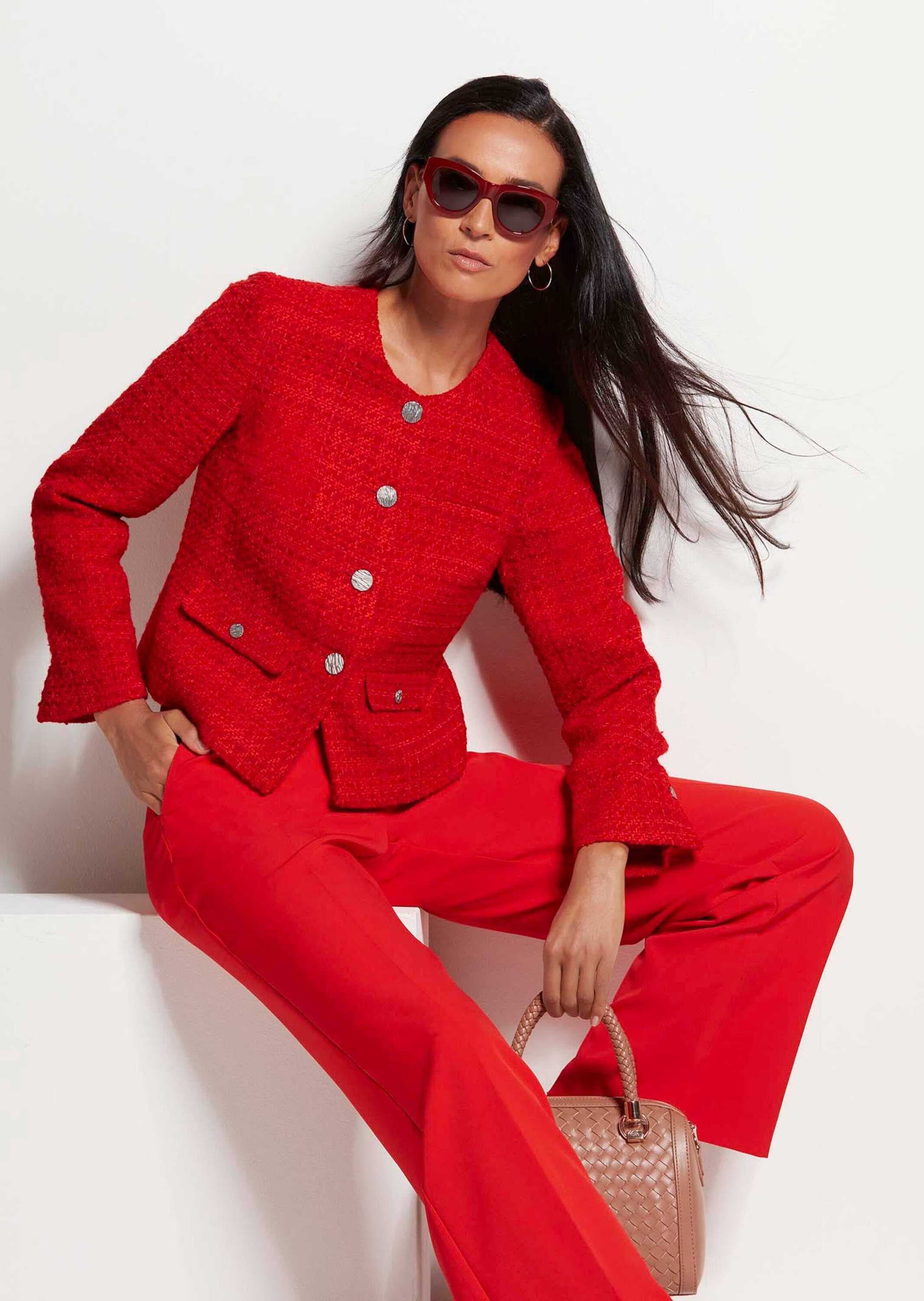 MADELEINE Jerseyblazer »Blazer Eleganter Tweed-Kurzblazer mit Metallknöpfen«