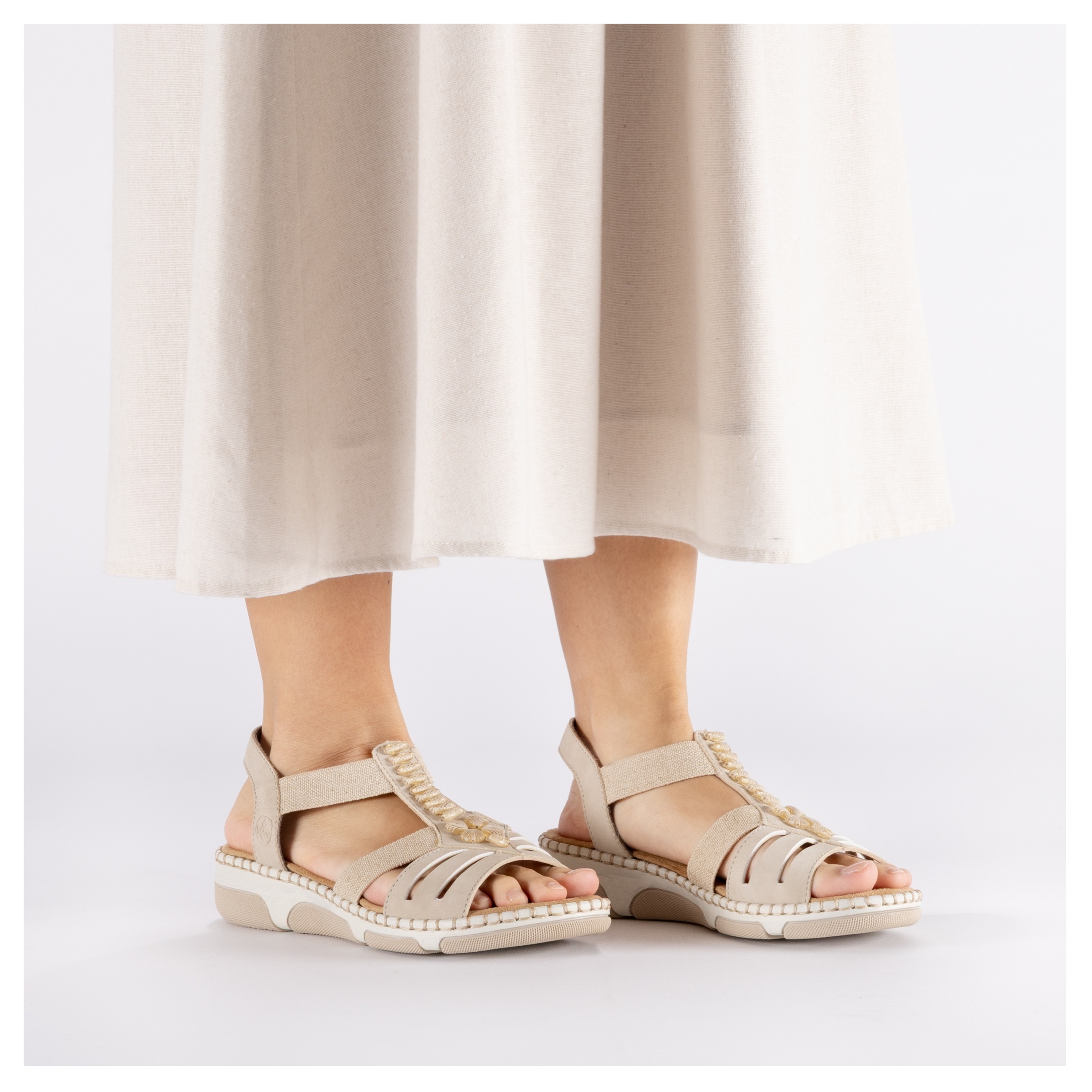 Rieker Sandale  Sommerschuh, Urlaubsschuh, Schlupfschuh mit seitlichen Gummizügen