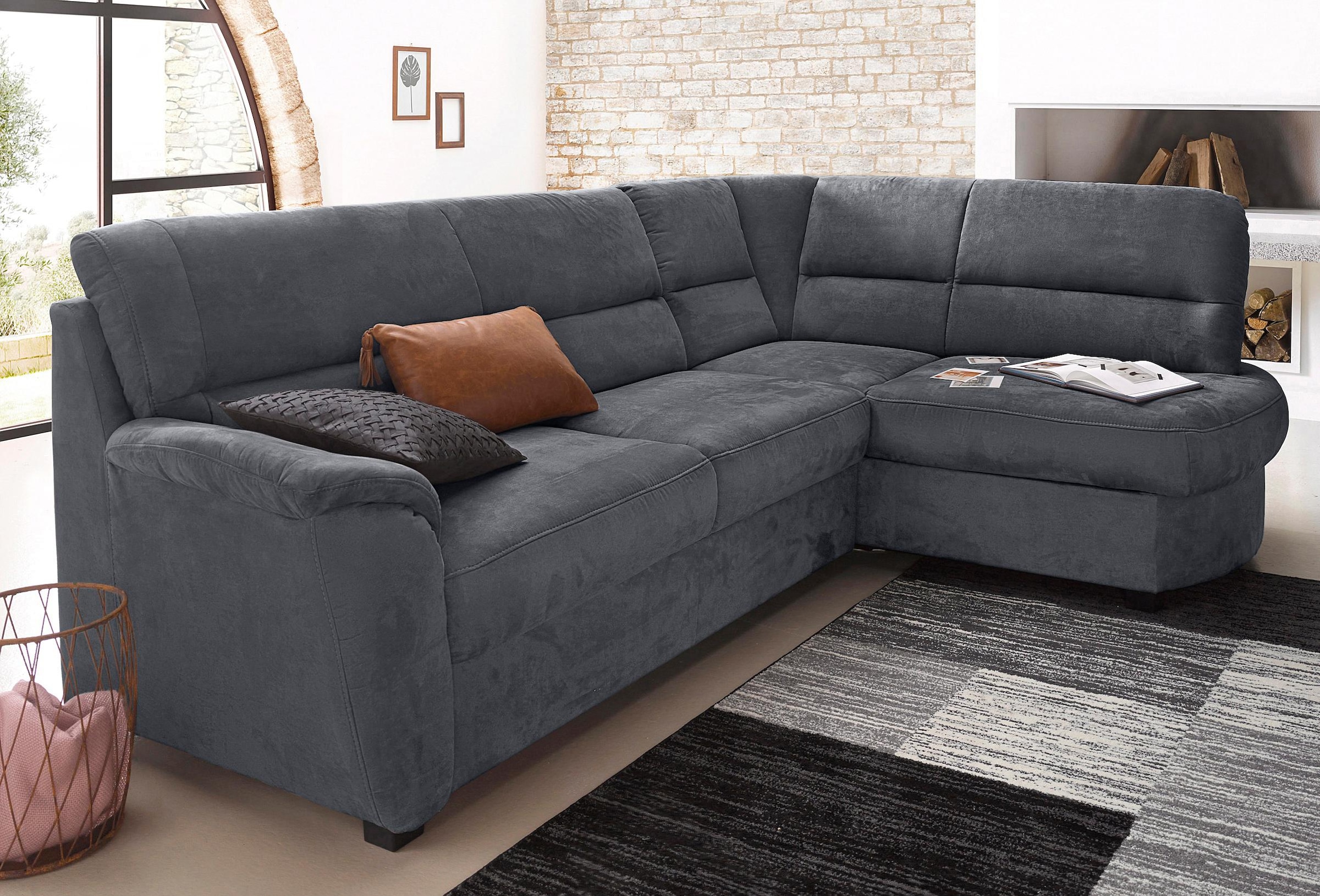 sit&more Ecksofa »Pandora L-Form«, wahlweise mit Bettfunktion und Bettkasten