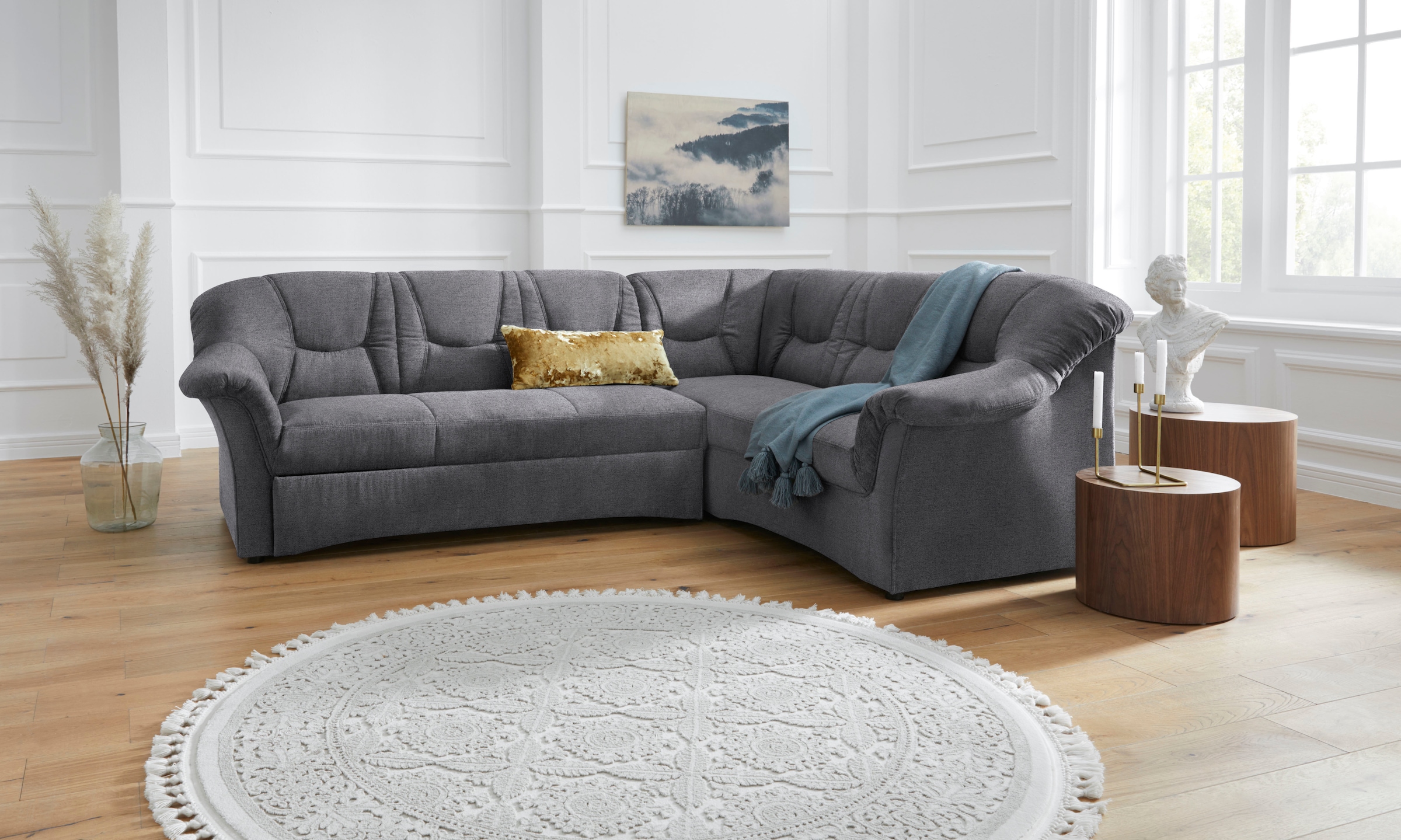 DOMO collection Ecksofa »Sarafina zeitlos und komfortabel, optional mit Federkern, L-Form«, wahlweise mit Bettfunktion