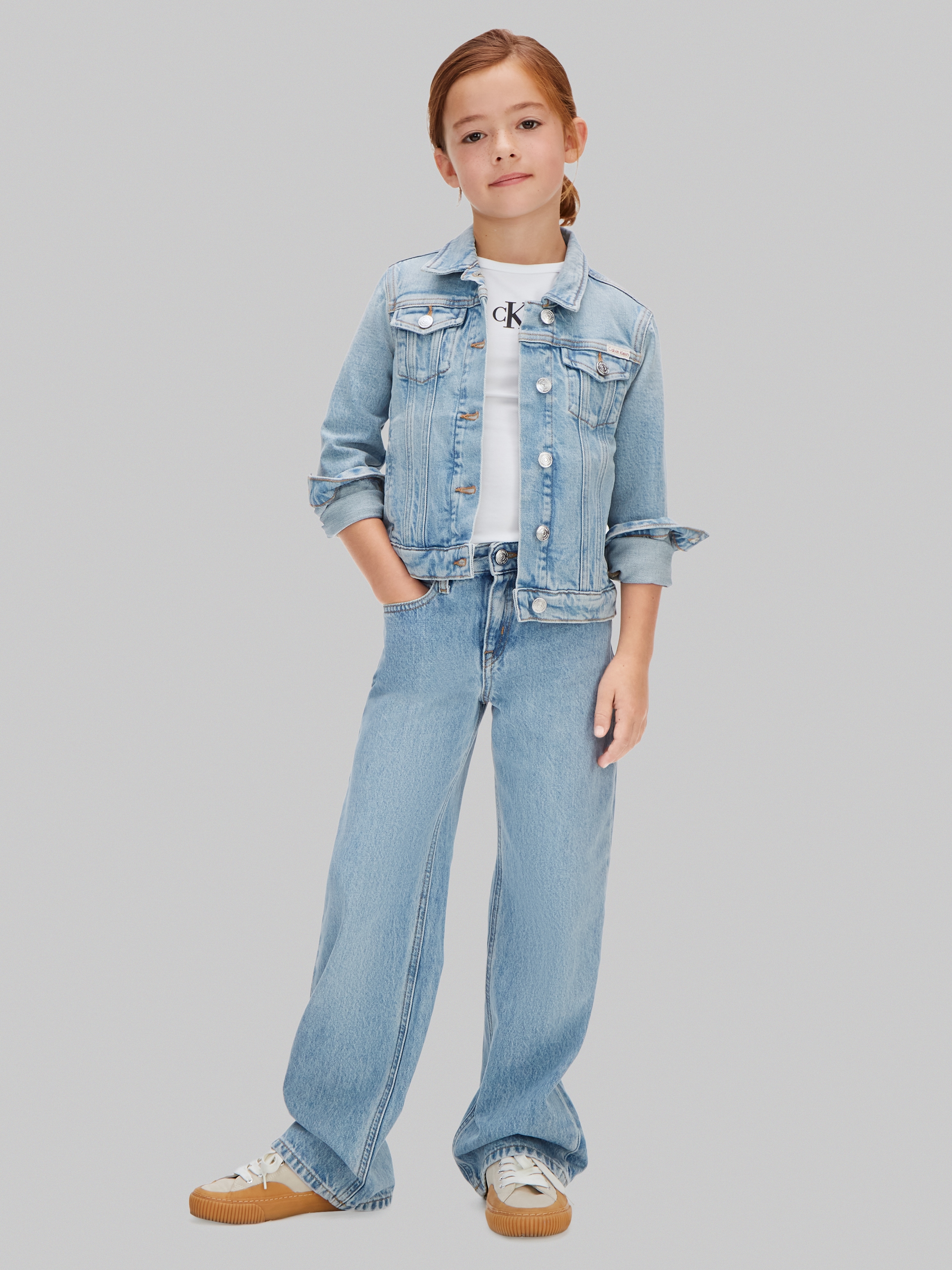 Calvin Klein Jeans Jeansjacke »DENIM WASH« ohne Kapuze Regular fit für Kinder mit Taschen