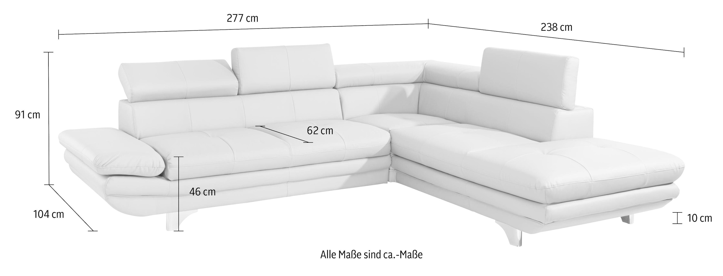 COTTA Polstergarnitur »Enterprise«, (Set), Set: Ecksofa, Hocker, Kopfteilverstellung, wahlweise mit Bettfunktion