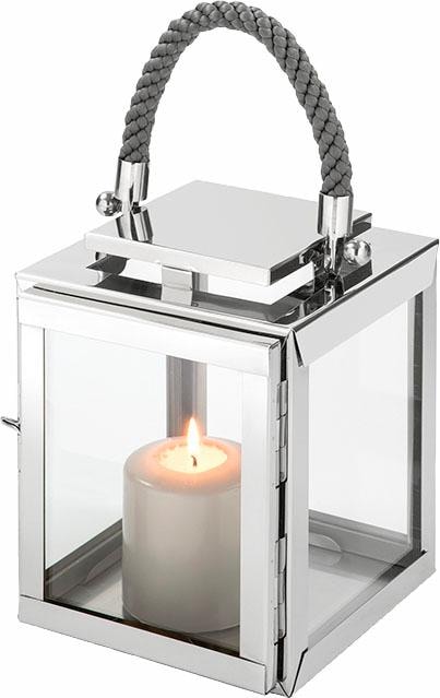 Home affaire Kerzenlaterne »Cannes«, (1 St.), Kerzenhalter aus Edelstahl  und Glas, Höhe mit Henkel ca. 49 cm kaufen bei OTTO | Kerzenhalter