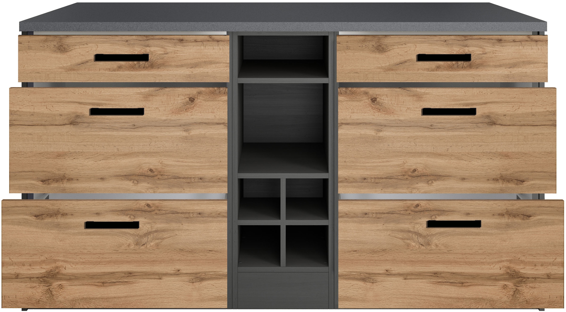 KOCHSTATION Kücheninsel »KS-Toronto«, Breite 153 cm, MDF-Fronten, Flaschenregal
