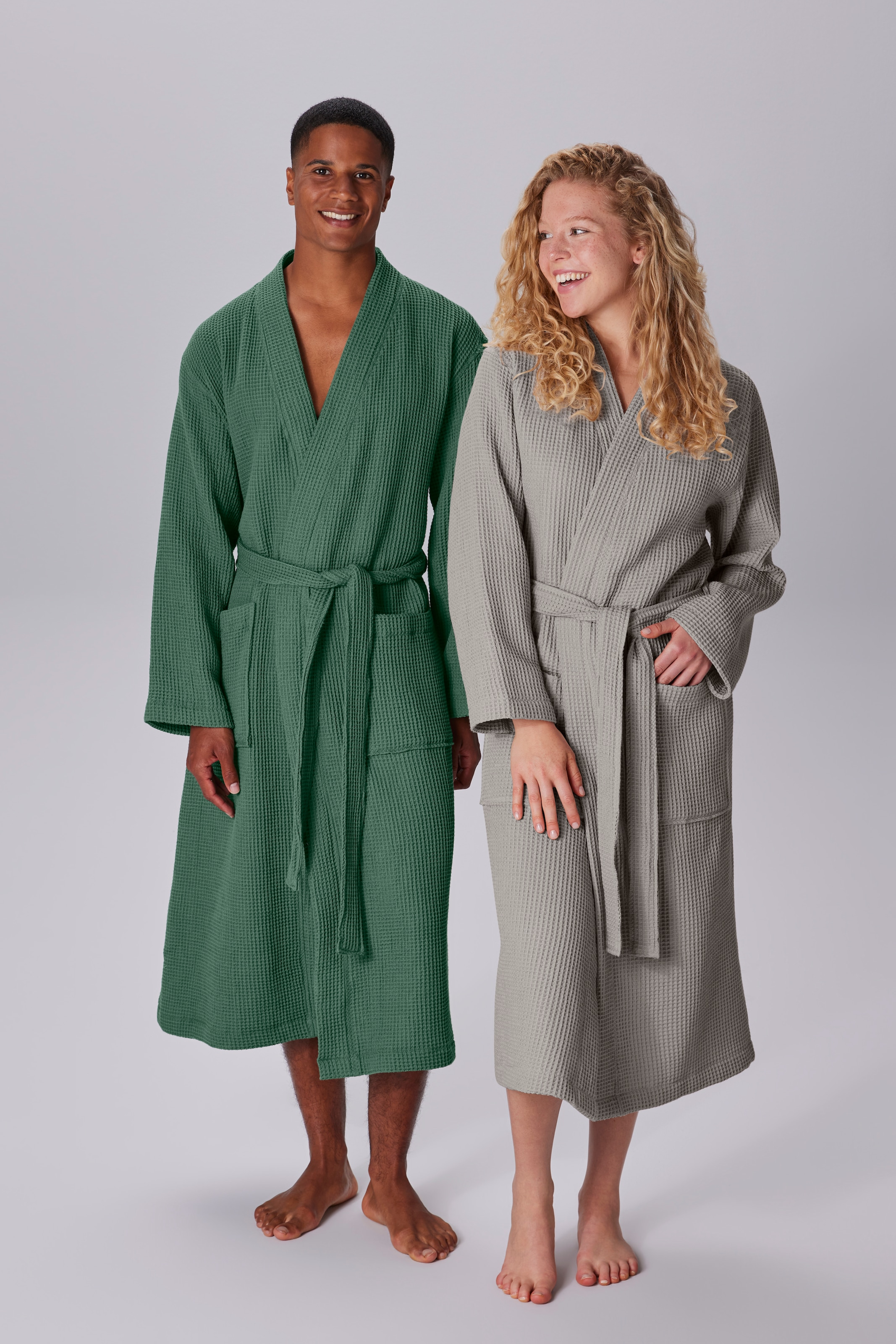 my home Unisex-Bademantel »Inga, Waffelpiqué, leicht, ideal für Sauna & Spa, Hotelbademantel« 1 Stk. kleines Packmaß, Taschen, Damen & Herren, S-3XL, Morgenmantel