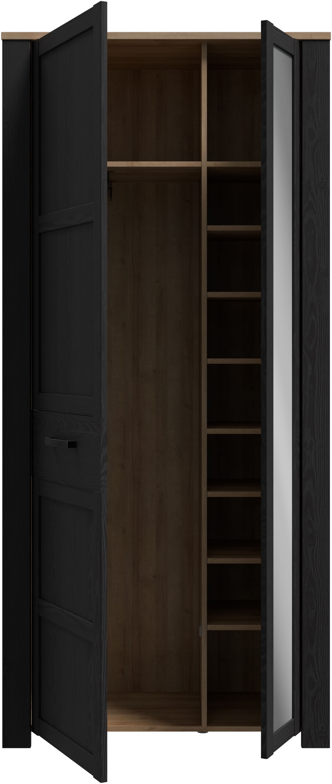 FORTE Garderobenschrank »Garderobenschrank, Höhe 205,4cm, Spiegel, Soft Close, Push to Open« B/H/T 94,4/205,4/42 cm