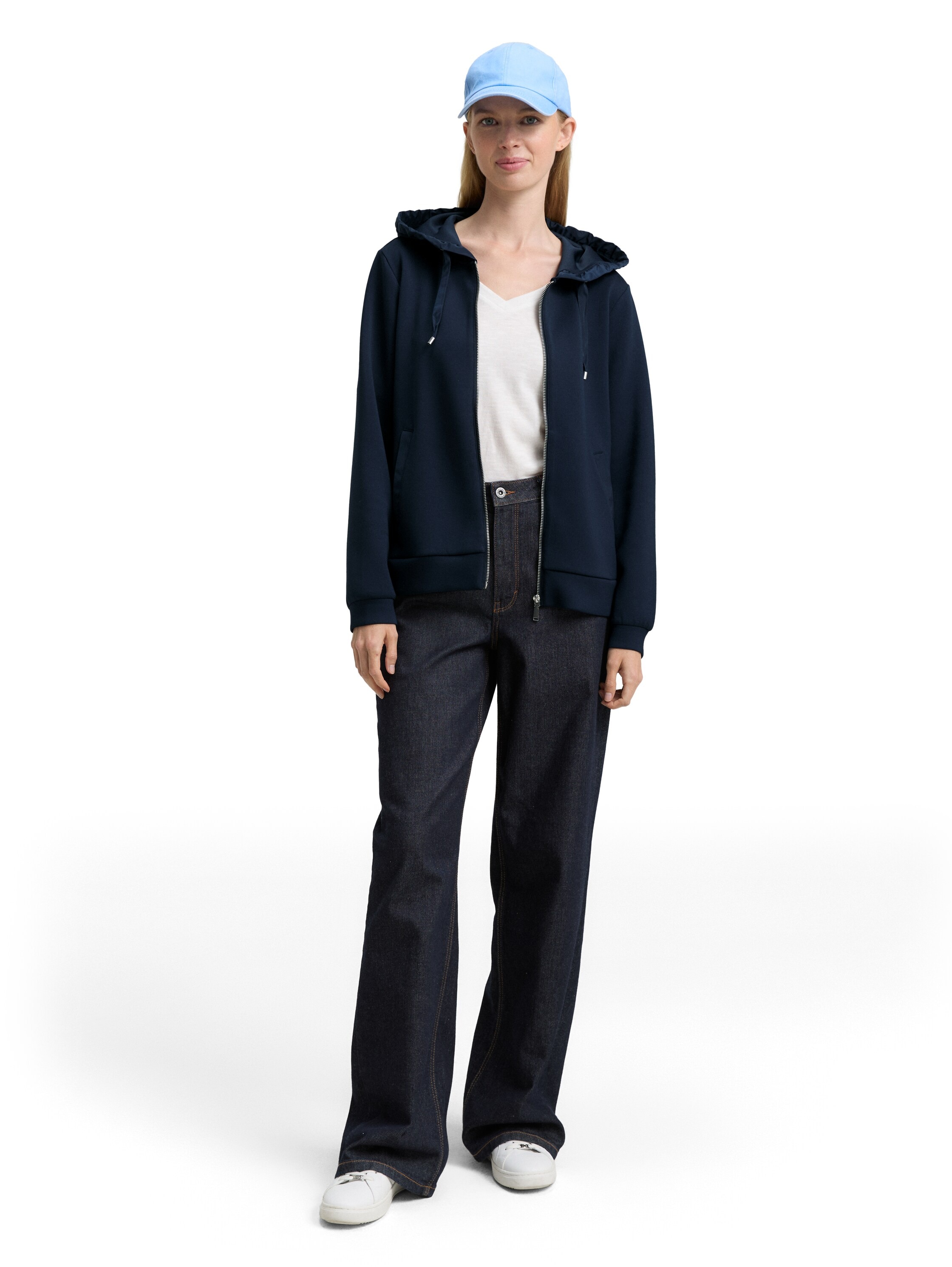 TOM TAILOR Kapuzensweatjacke, mit Viskose und Stretch
