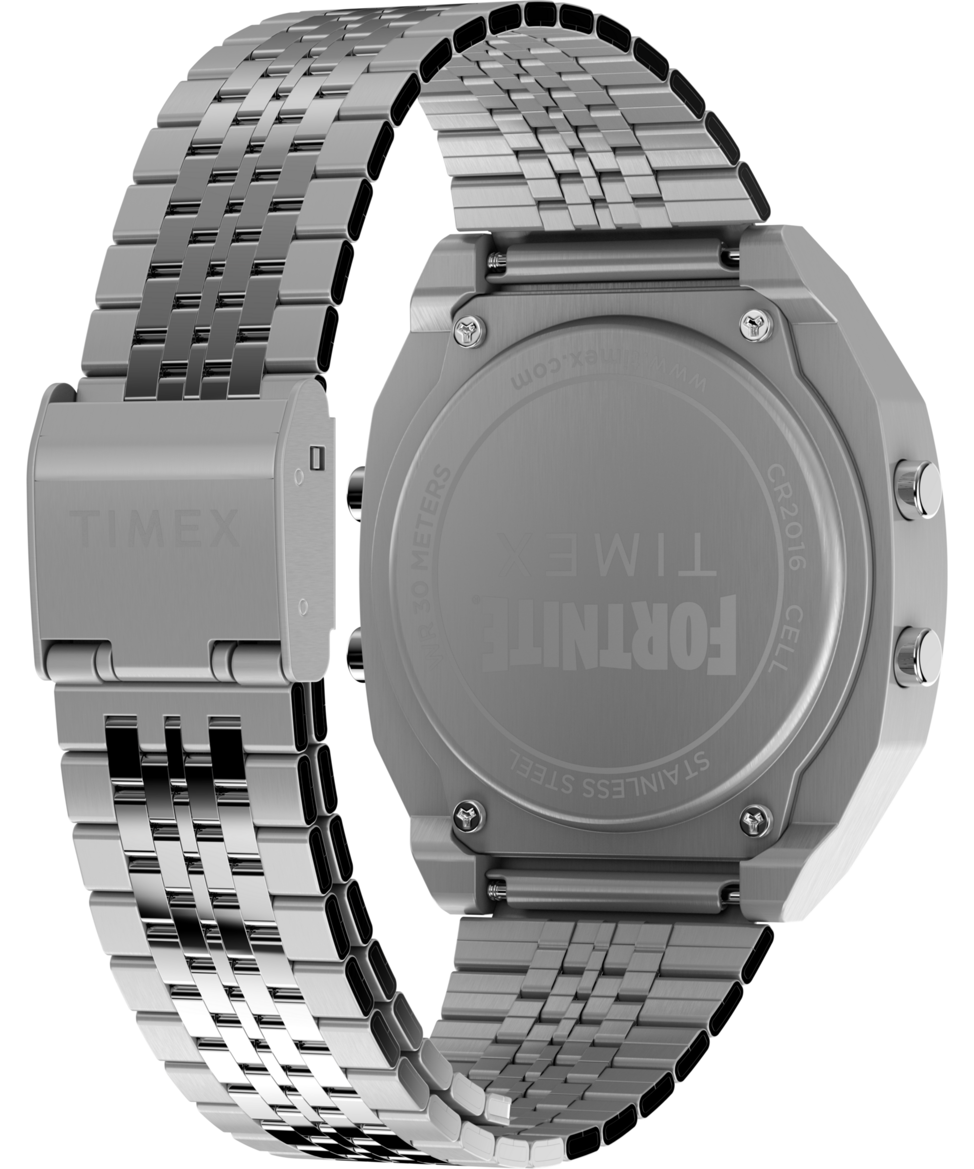 Timex Chronograph »TIMEX x FORTNITE TIMEX T80« Quarzuhr, Armbanduhr,Herrenuhr,Edelstahlarmband, Stoppfunktion,digital