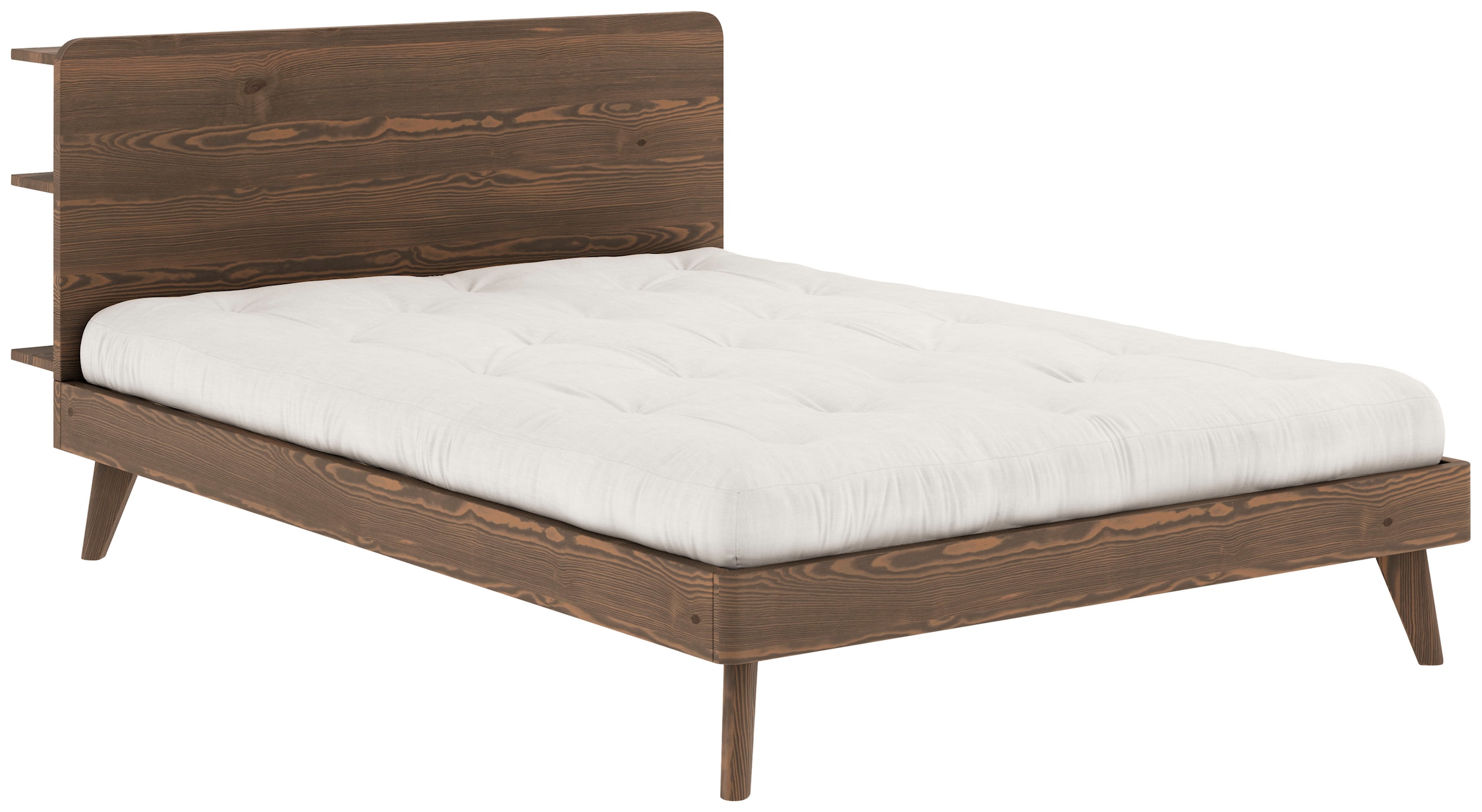 Bettgestell »RETREAT BED«, aus Kiefer massiv mit Lattenrost, Kopfteil mit 3 Ablagen