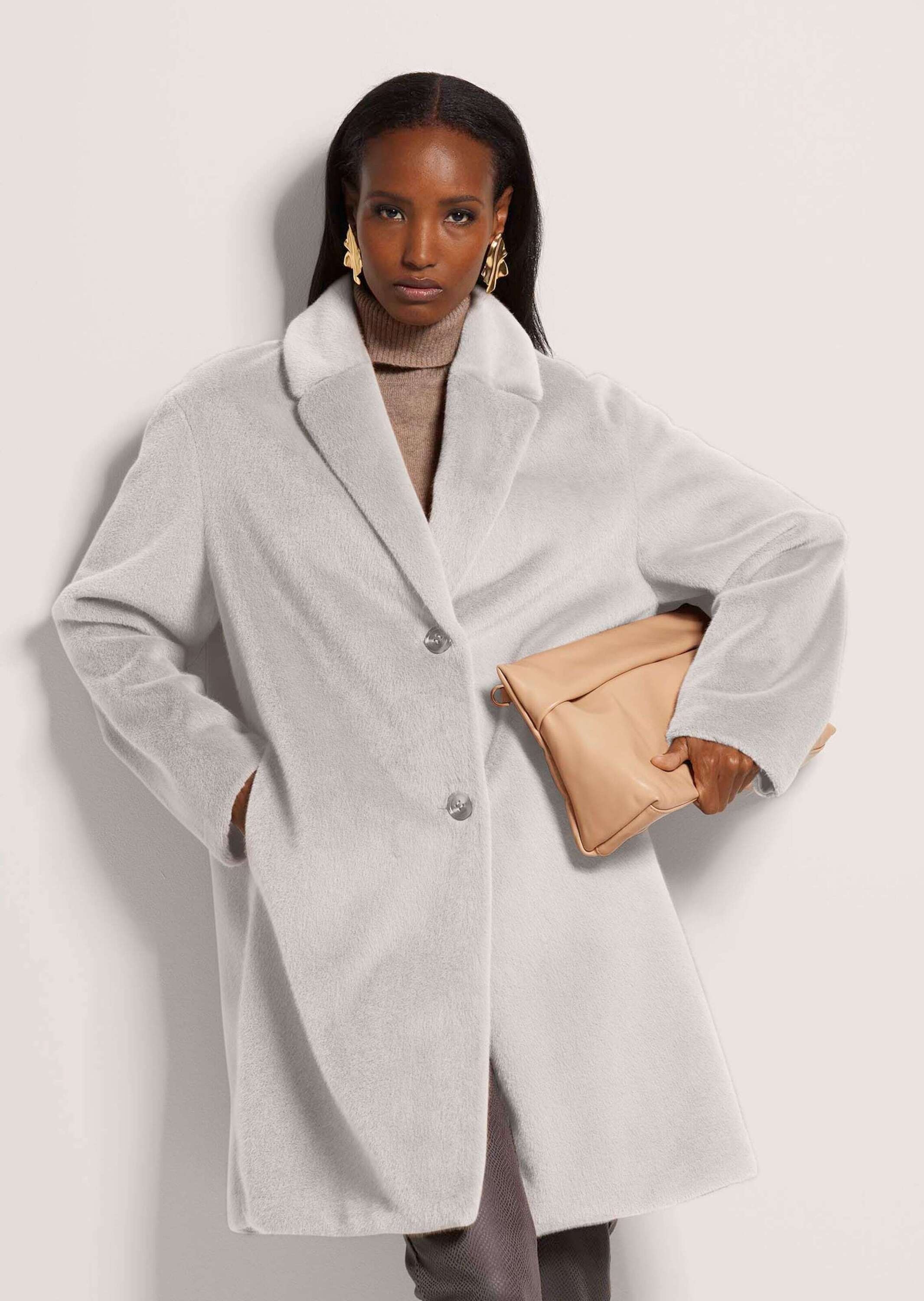 MADELEINE Langmantel »Webpelzmantel Kunstpelzmantel mit Reverskragen« Softer Webpelzmantel