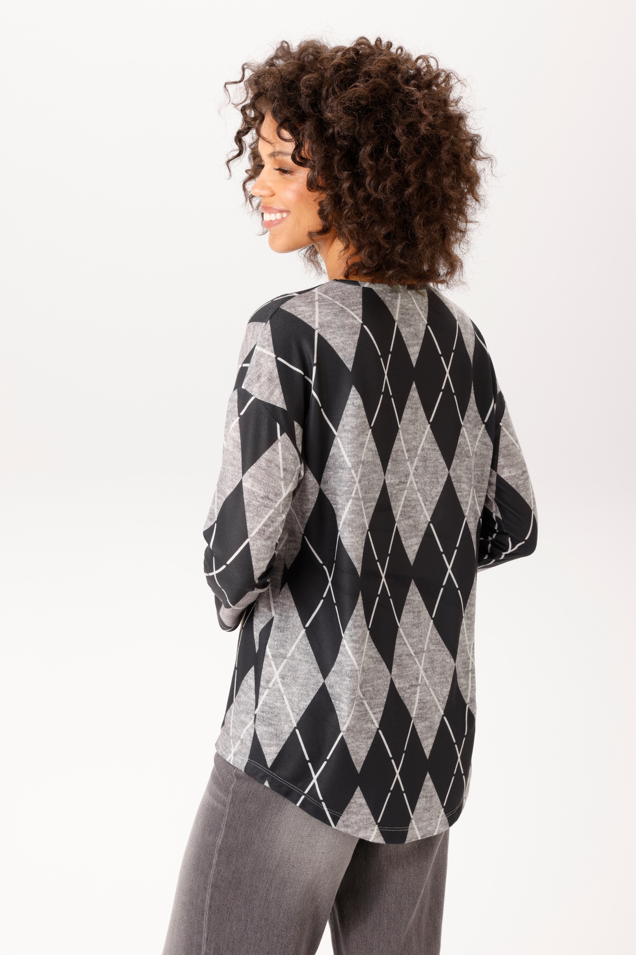 Aniston CASUAL Sweatshirt , im sportiven Rauten-Dessin - jedes Teil ein Unikat - NEUE KOLLEKTION
