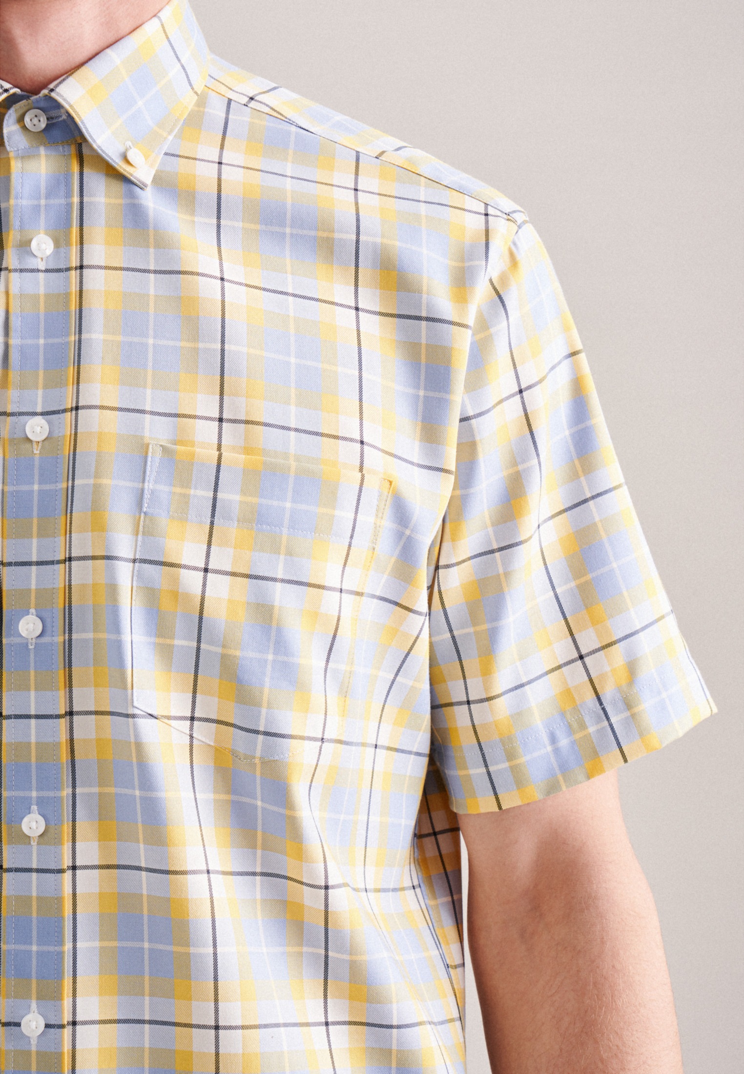 seidensticker Businesshemd »Regular«, Regular Kurzarm Button-Down-Kragen Karo