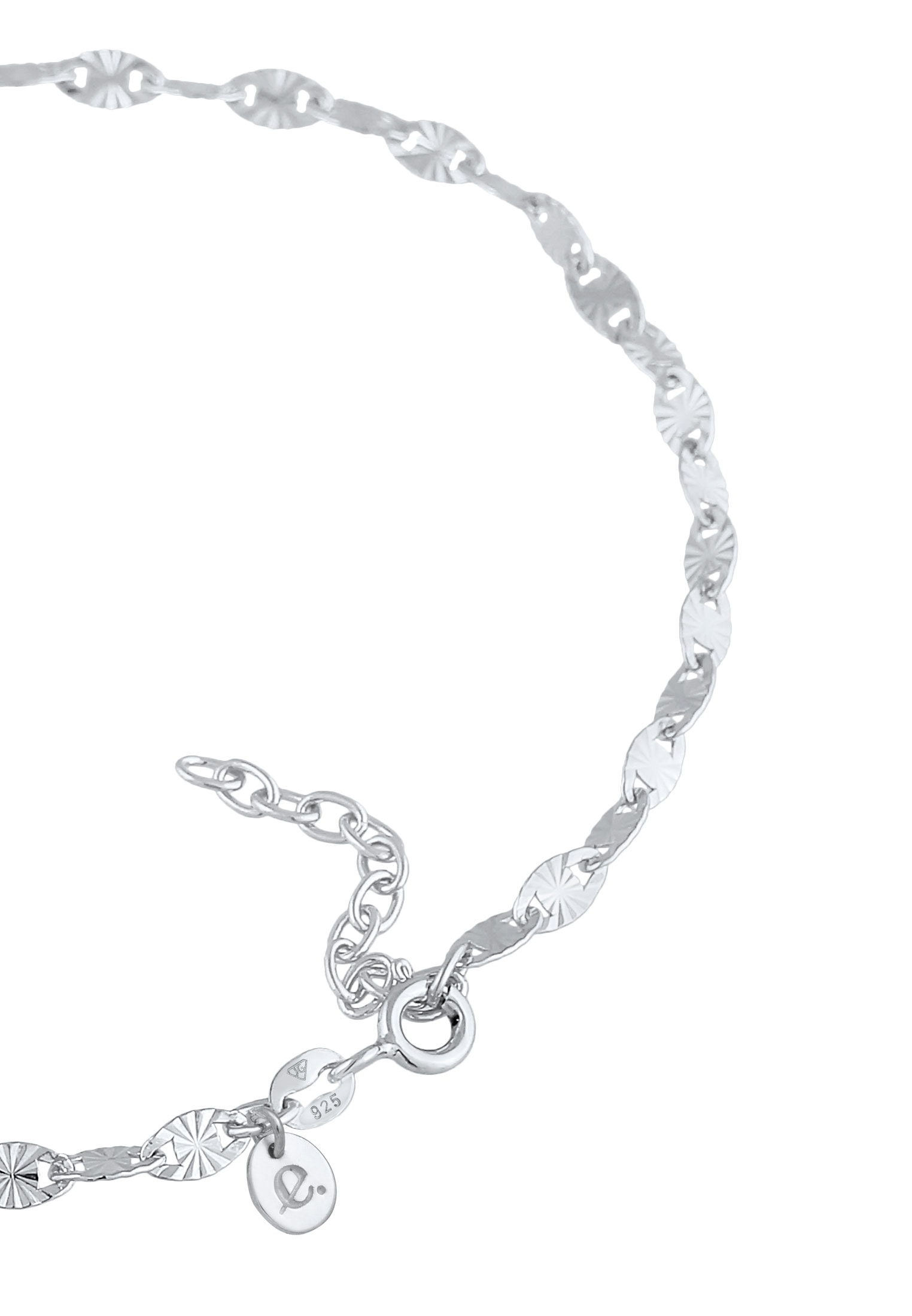 Elli Premium Fußkette »Fußschmuck Stern Look Plättchen Vintage Design 925 Silber«