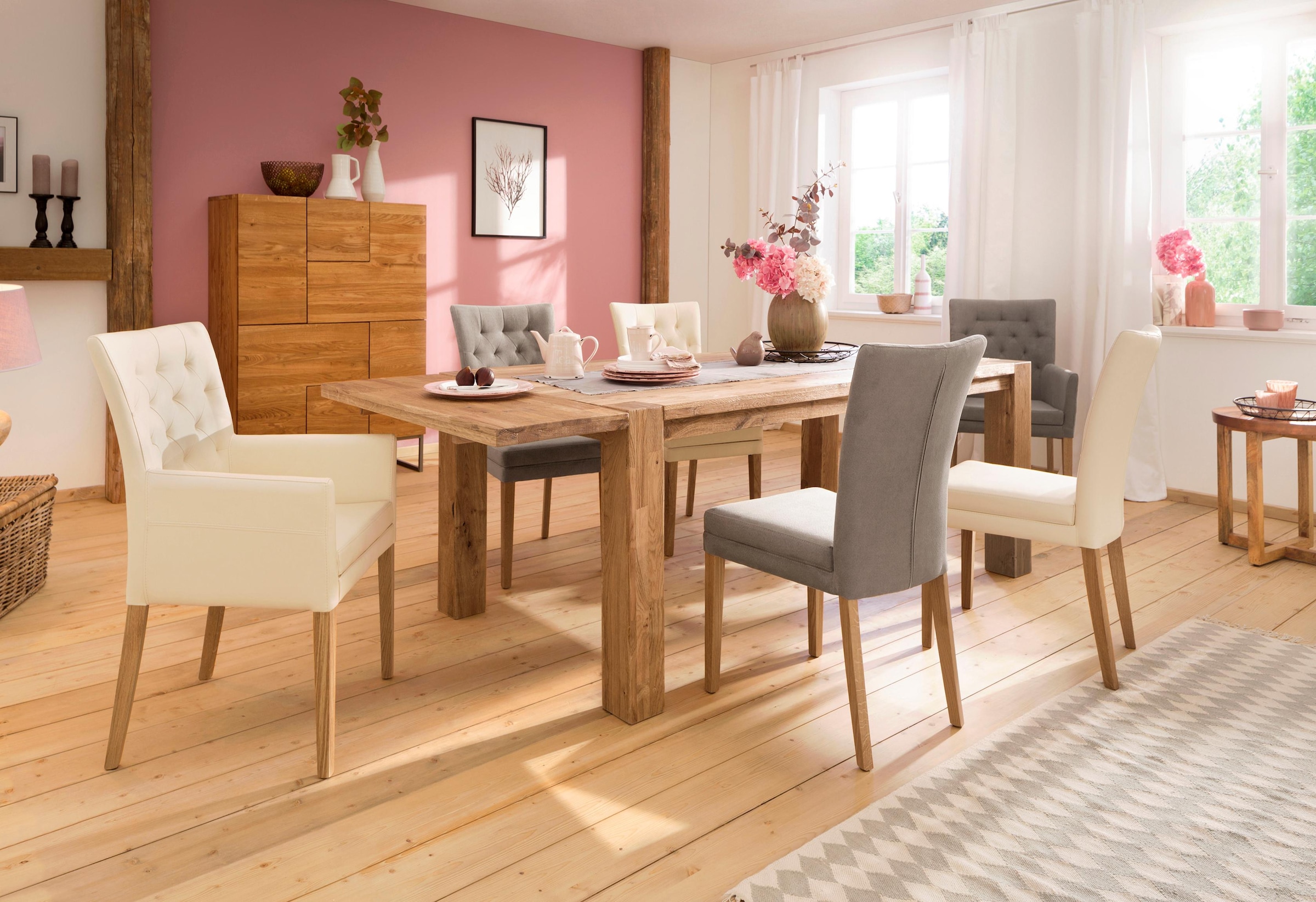Home affaire Esszimmerstuhl »Colorado BESTSELLER Polsterstuhl«, (Set), 6 St., Kunstleder, Beine in eiche oder nussbaum. Im 2er, 4er oder 6er-Set