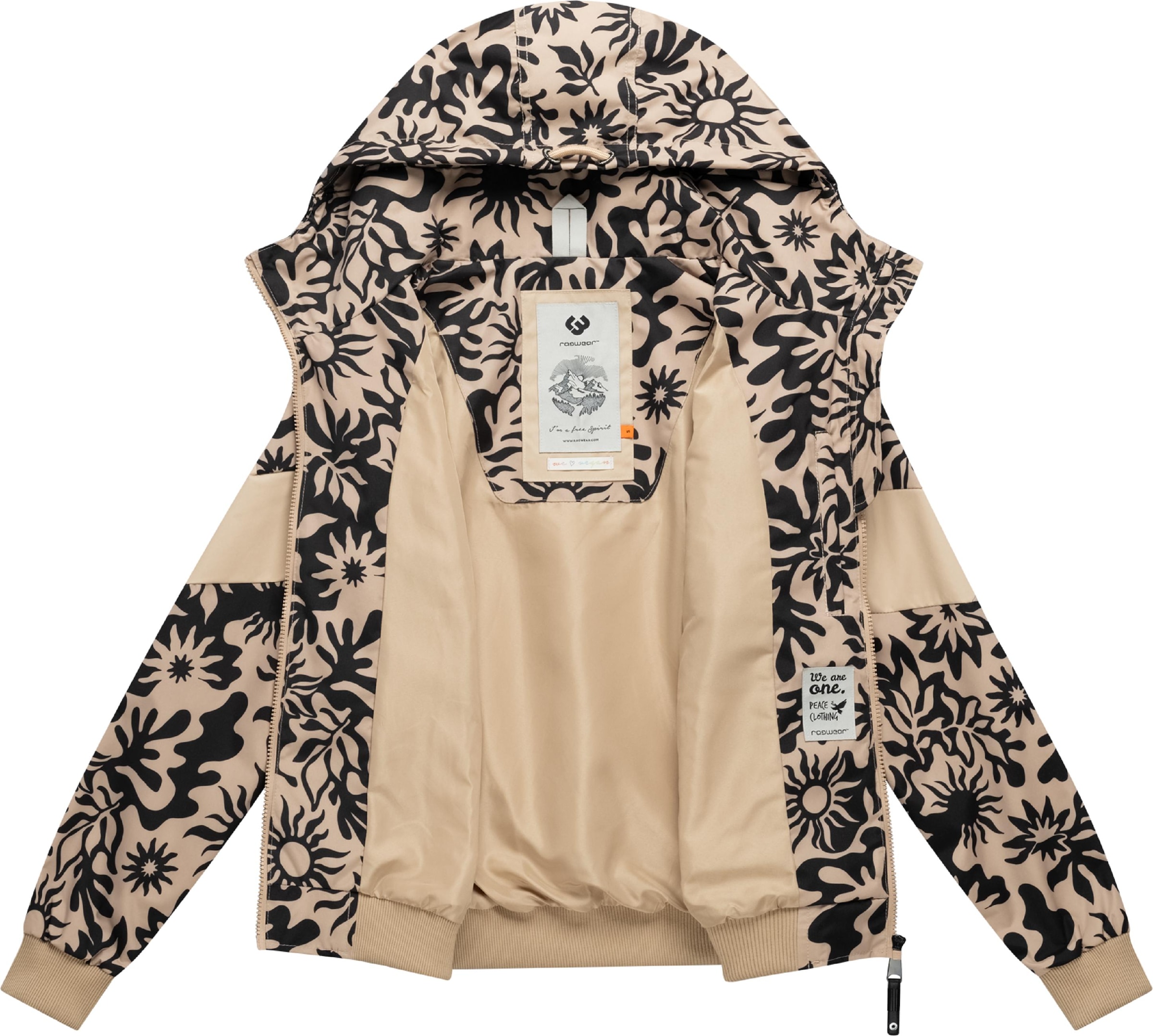 Ragwear Outdoorjacke »Übergangsjacke Nuggie Block Flower« mit Kapuze modische Damen Freizeitjacke mit floralem Print