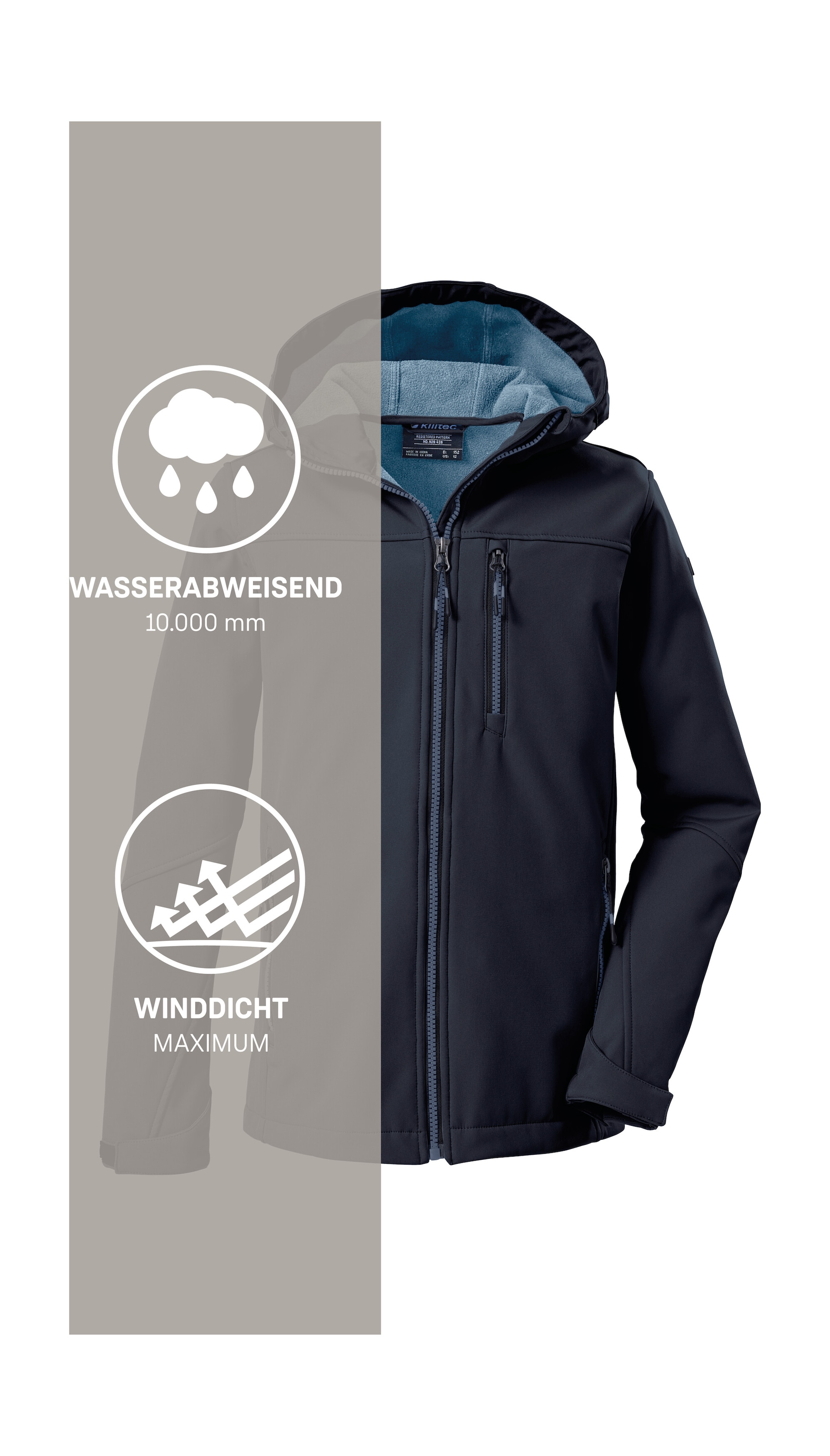 Killtec Softshelljacke »Jungen Softshelljacke« Wasserabweisende Softshelljacke mit Fleece und verstellbaren Details