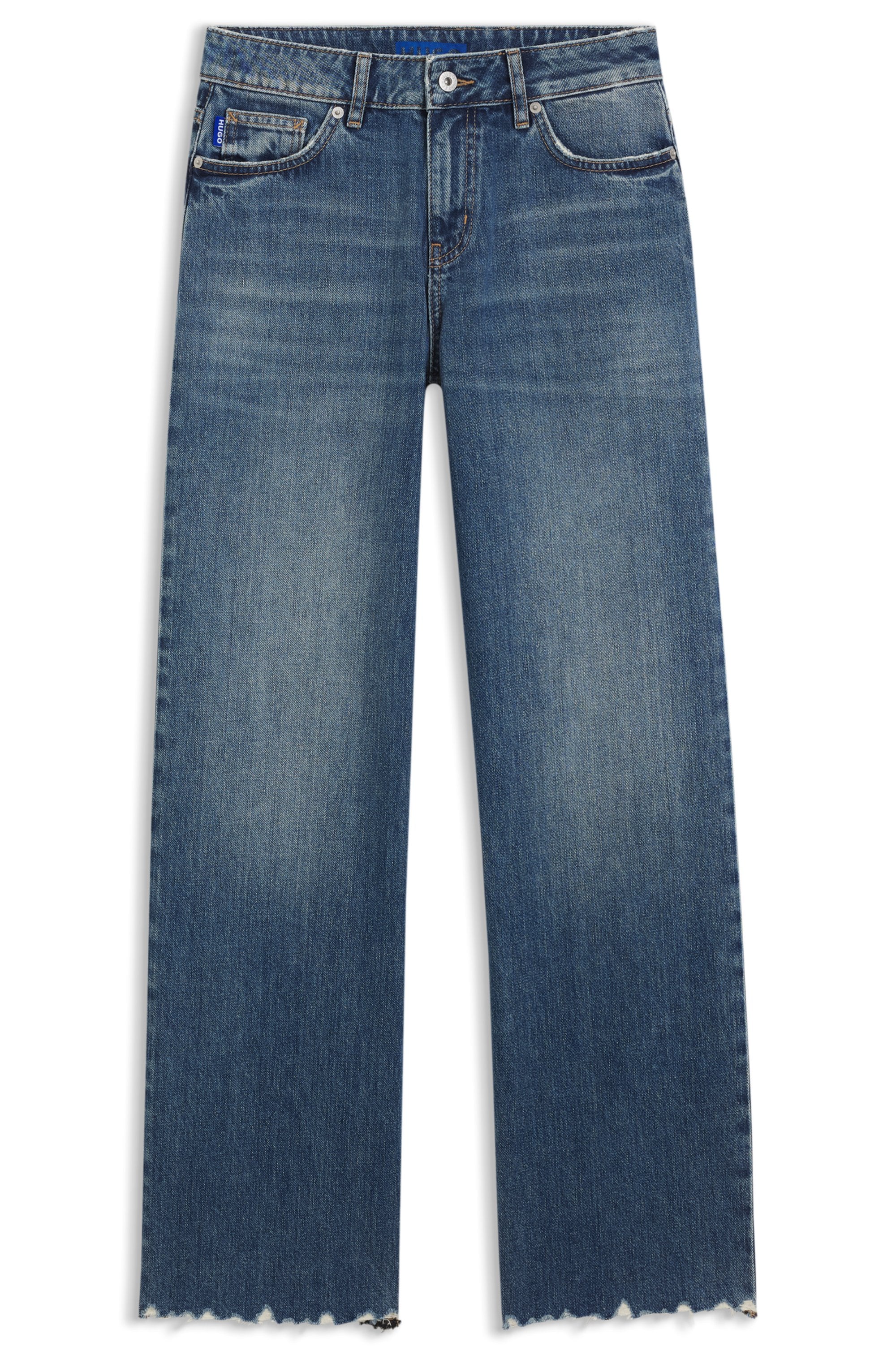 HUGO Blue Loose-fit-Jeans »Gamala« mit ausgefranstem Saum, Baggy-Fit