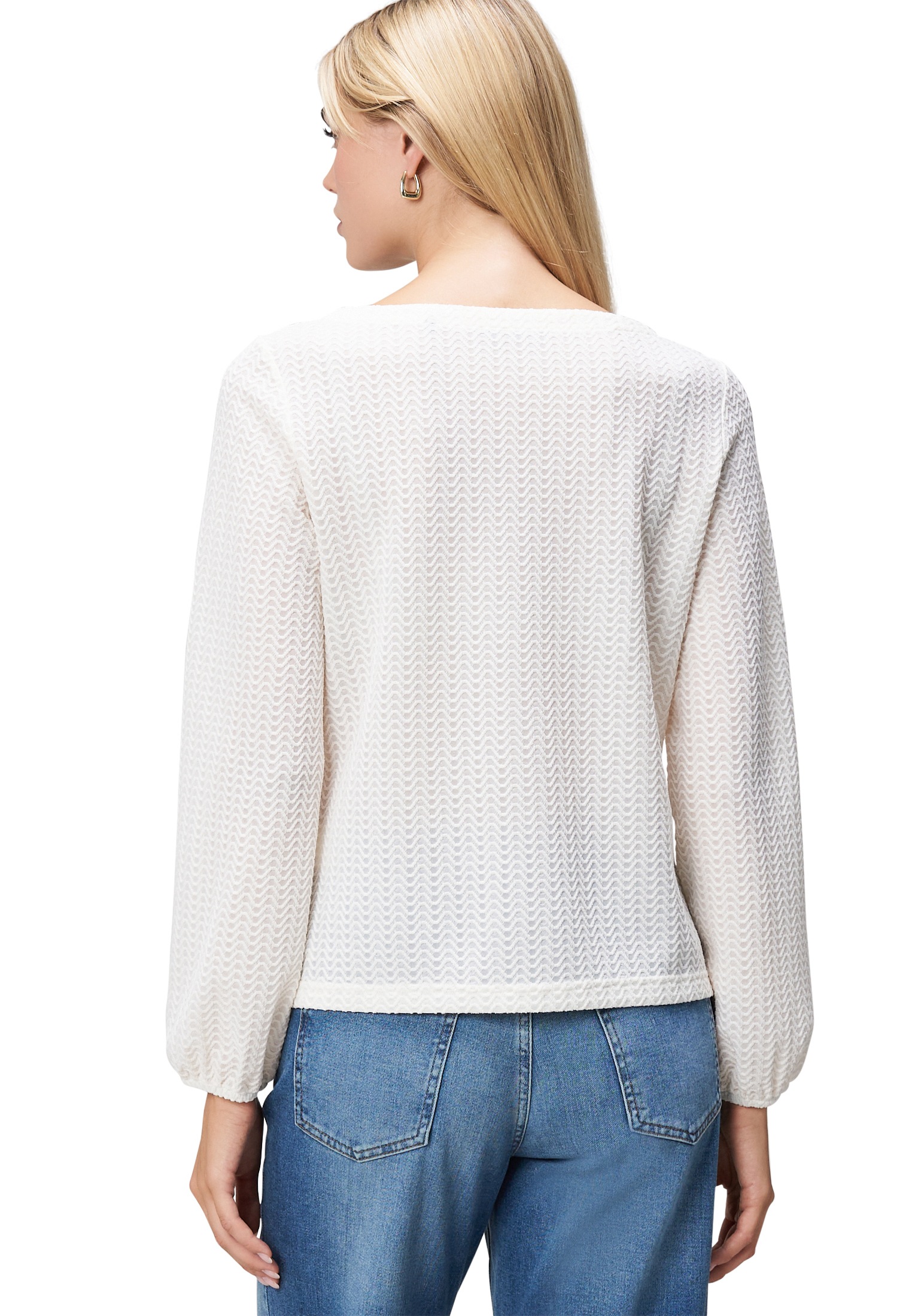 Zero Langarmshirt »Strukturshirt mit Rundausschnitt«