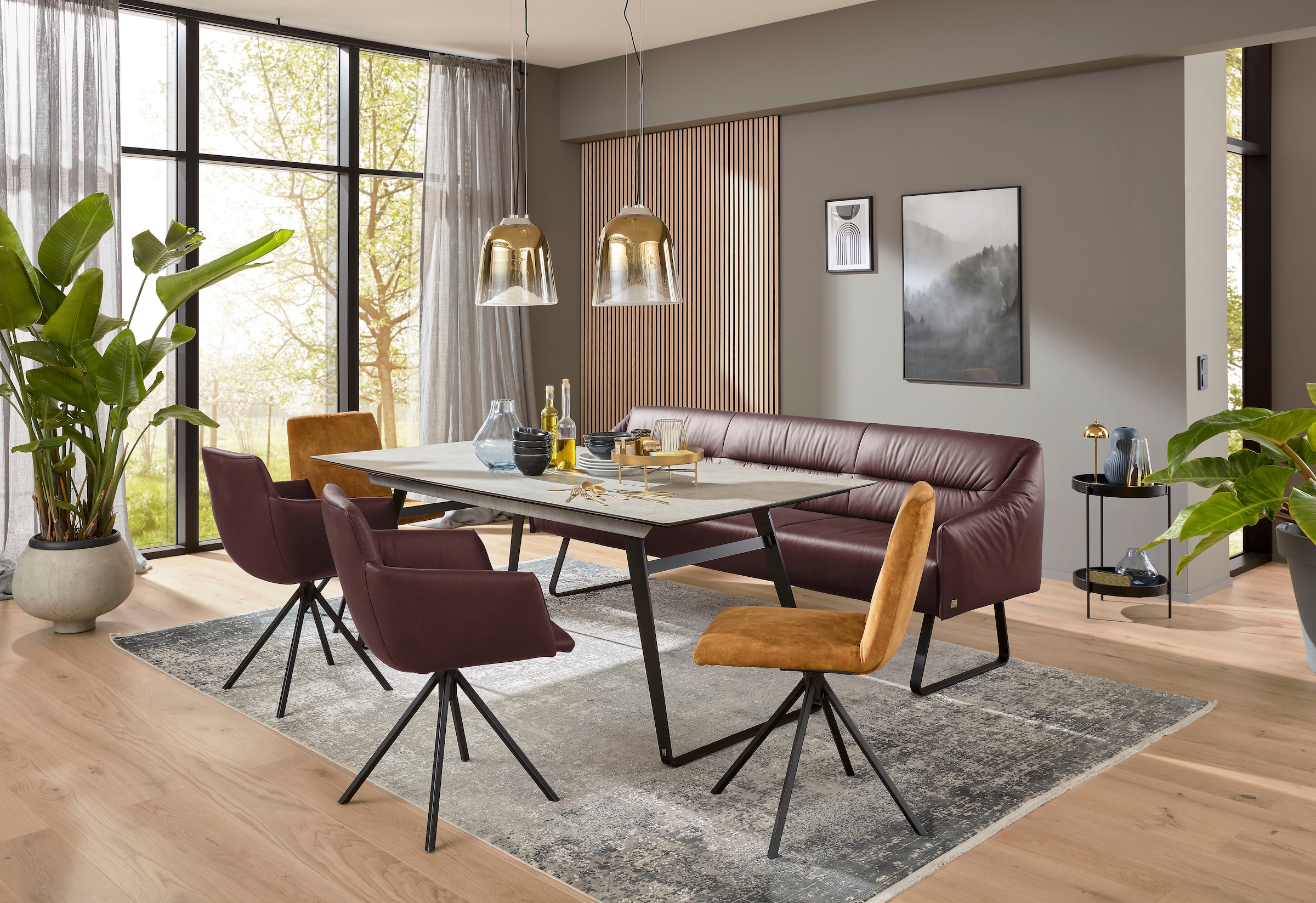 Musterring Essbank »JustB! SP500« 1 Stk. tlg. Metallkufe schwarz, verschiedene Farben, Breite 220 oder 250 cm