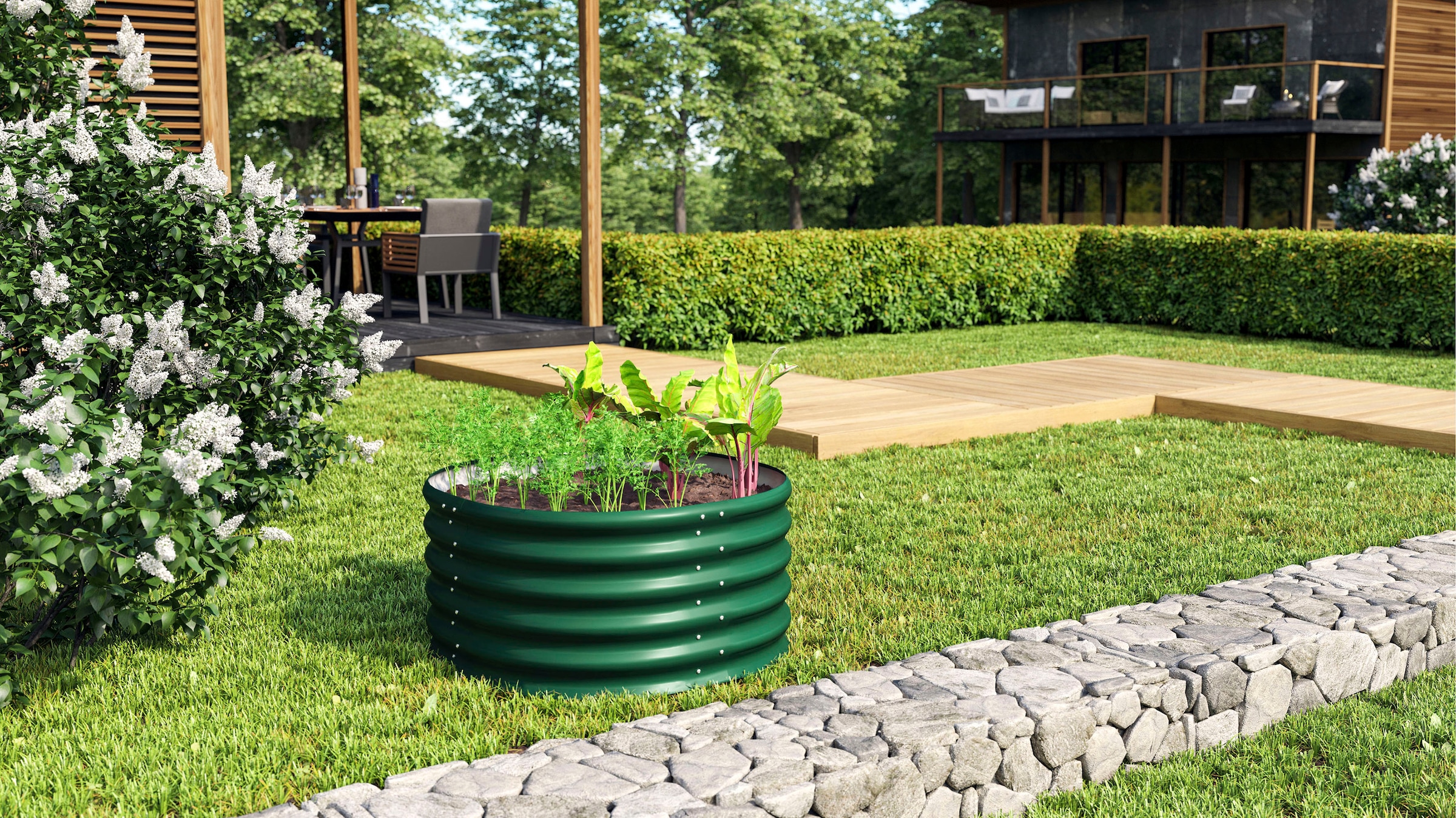 Vitavia Hochbeet »Terra Rund 401«, BxTxH: 82x82x40 cm, seegras