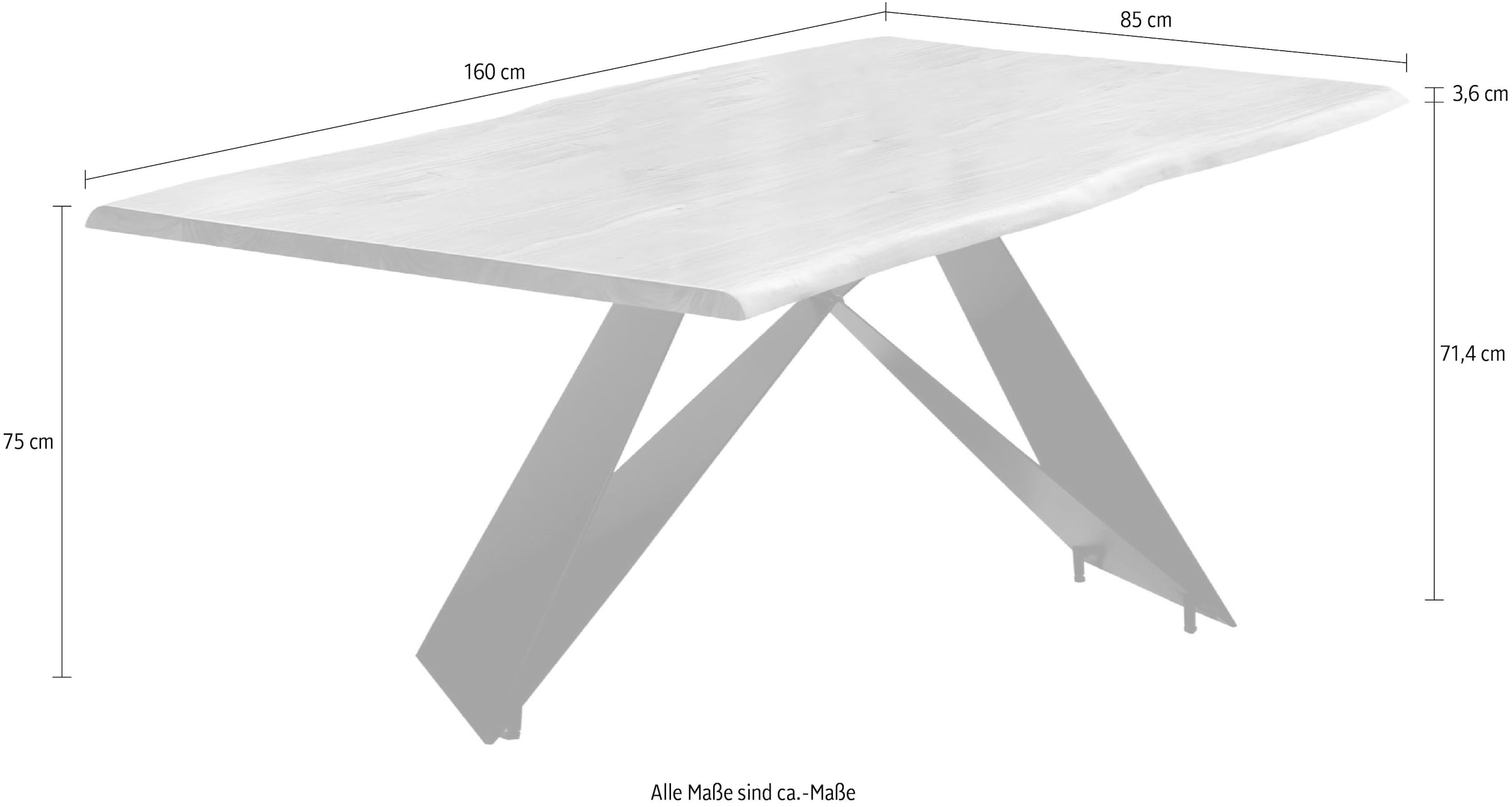 SIT Esstisch 1 Stk. tlg. mit Baumkante wie gewachsen