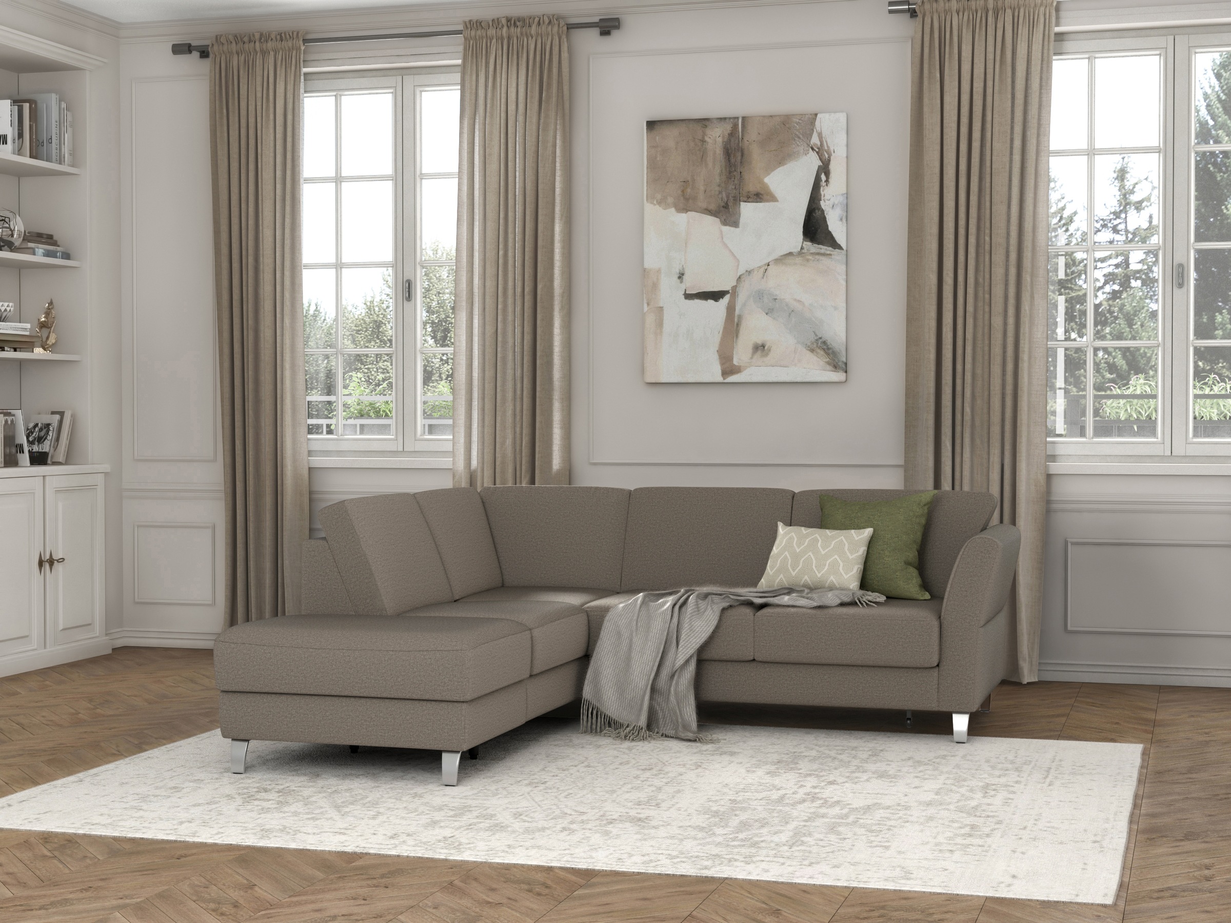 sit&more Ecksofa »Visby L-Form«, Wahlweise mit Bettfunktion und Stauraum, frei im Raum stellbar