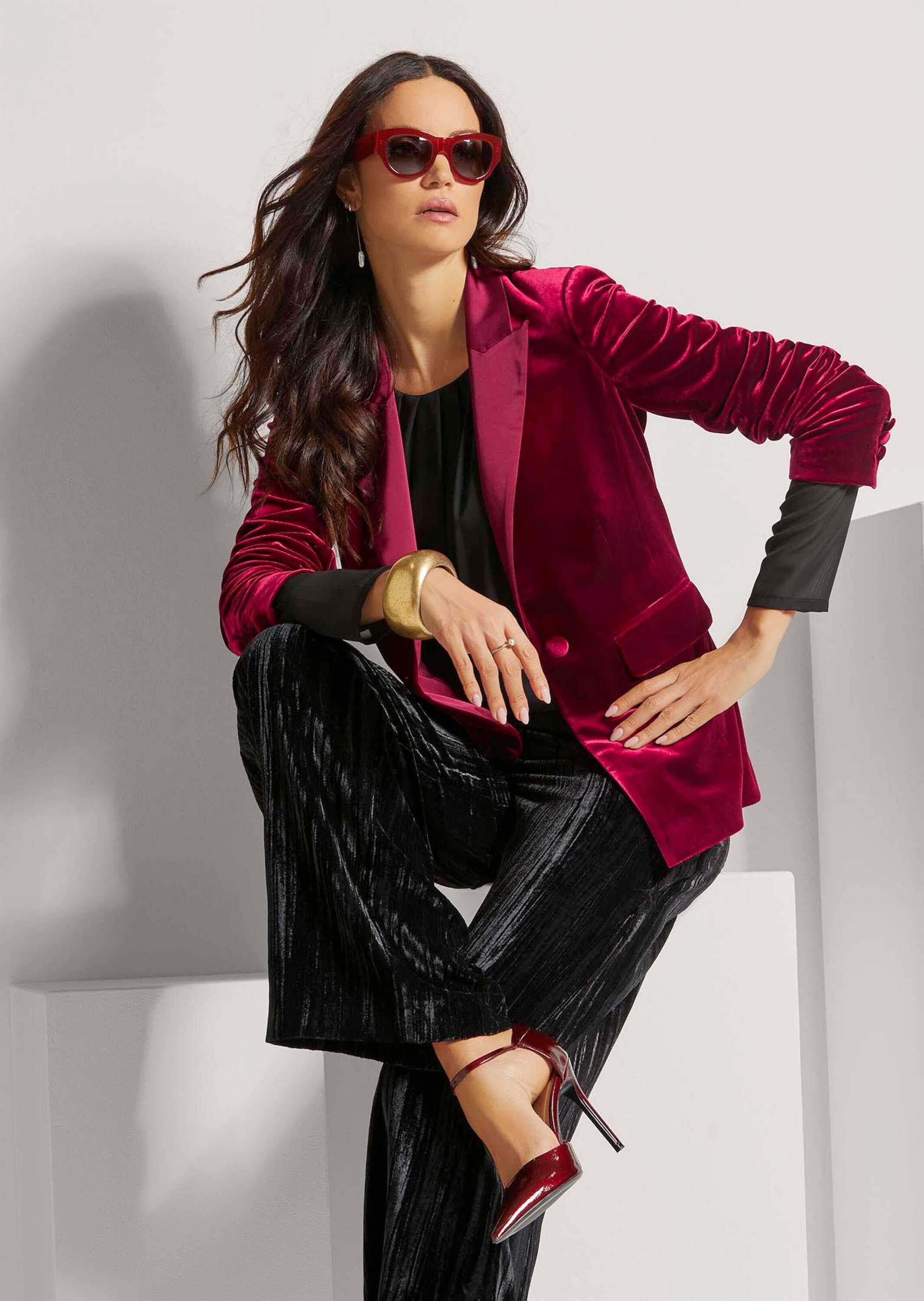 MADELEINE Longblazer »Samtjacke Samtblazer mit Reverskragen«