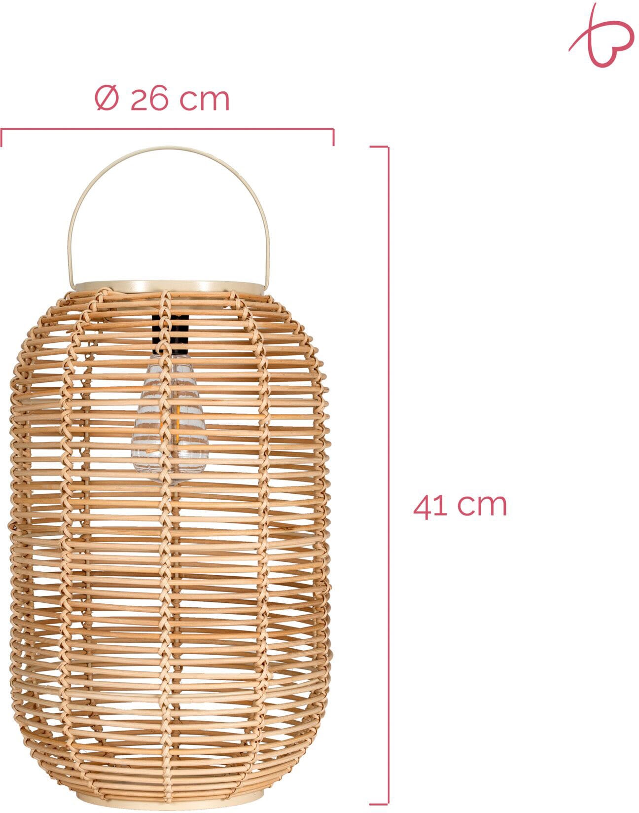 Pauleen LED Laterne »Sunshine Nature Solarlaterne Beige Rattan/Metall/Kunststoff«, 1 flammig, Solar