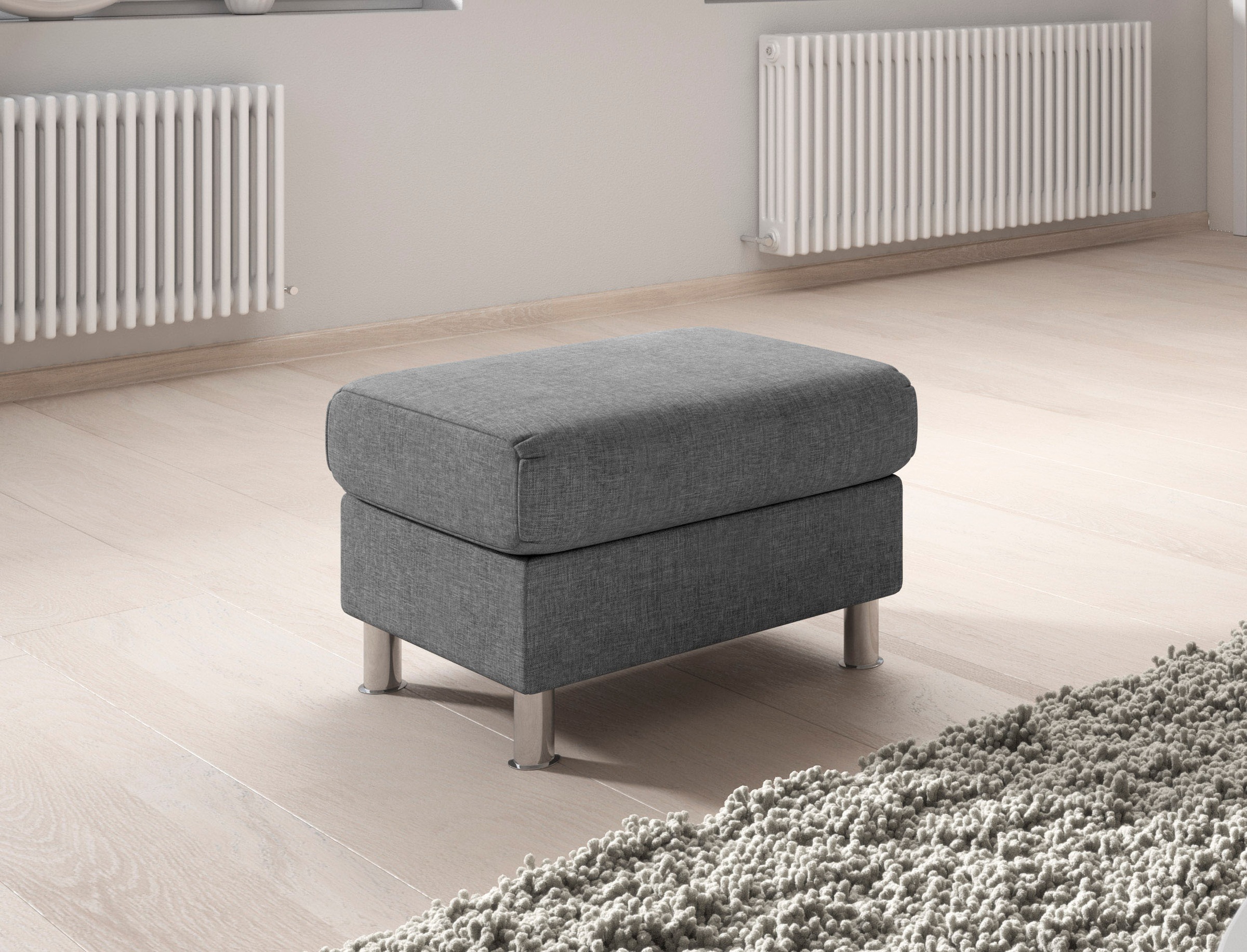 TRENDMANUFAKTUR Hocker »Rondo II zeitlos und bequem«, wahlweise mit komfortablem Federkern, frei im Raum stellbar