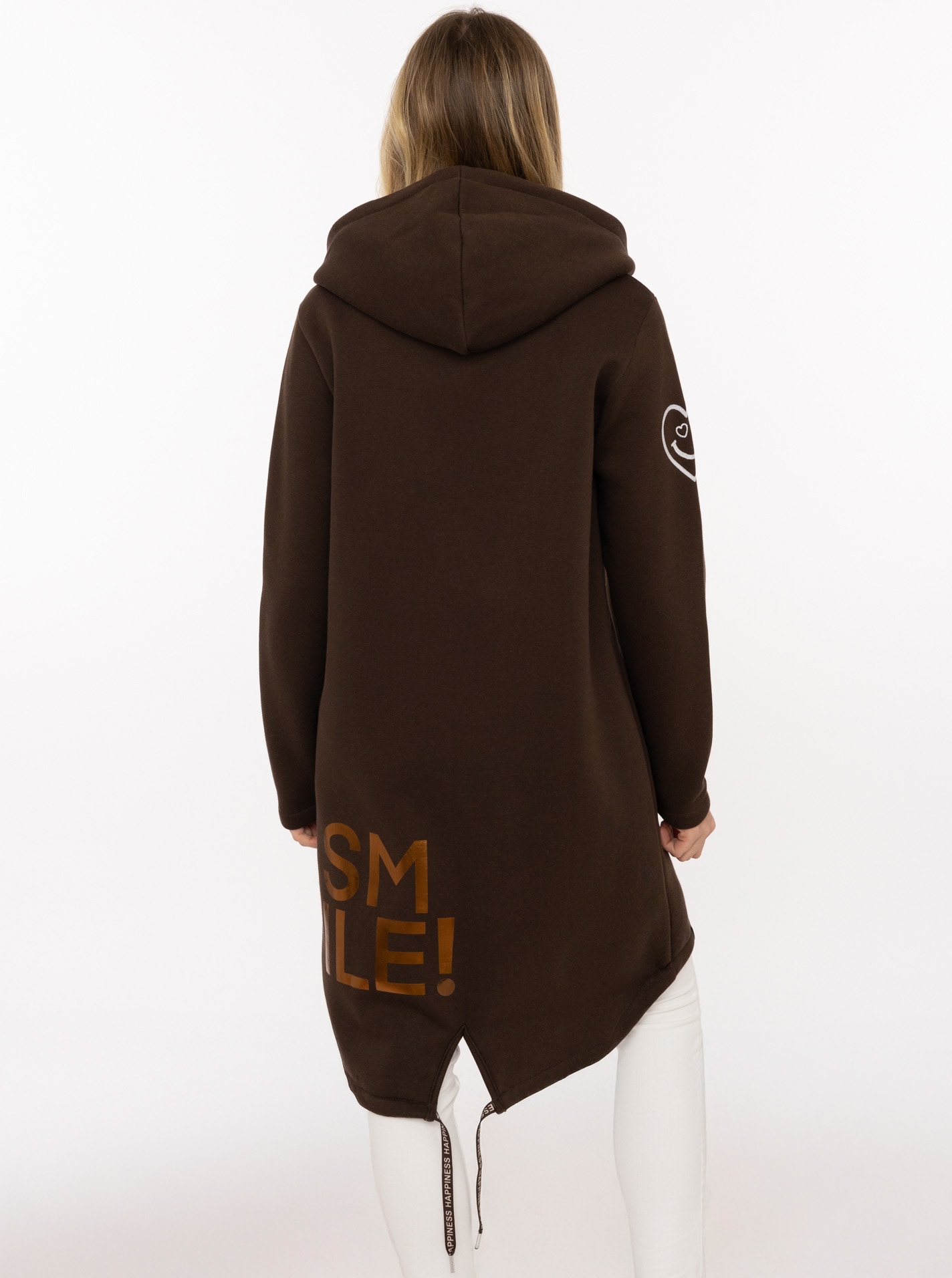 Zwillingsherz Kurzmantel »"Alissa Shiny"« Kapuze, Reißverschluss, glänzender Print, bedrucktes Band