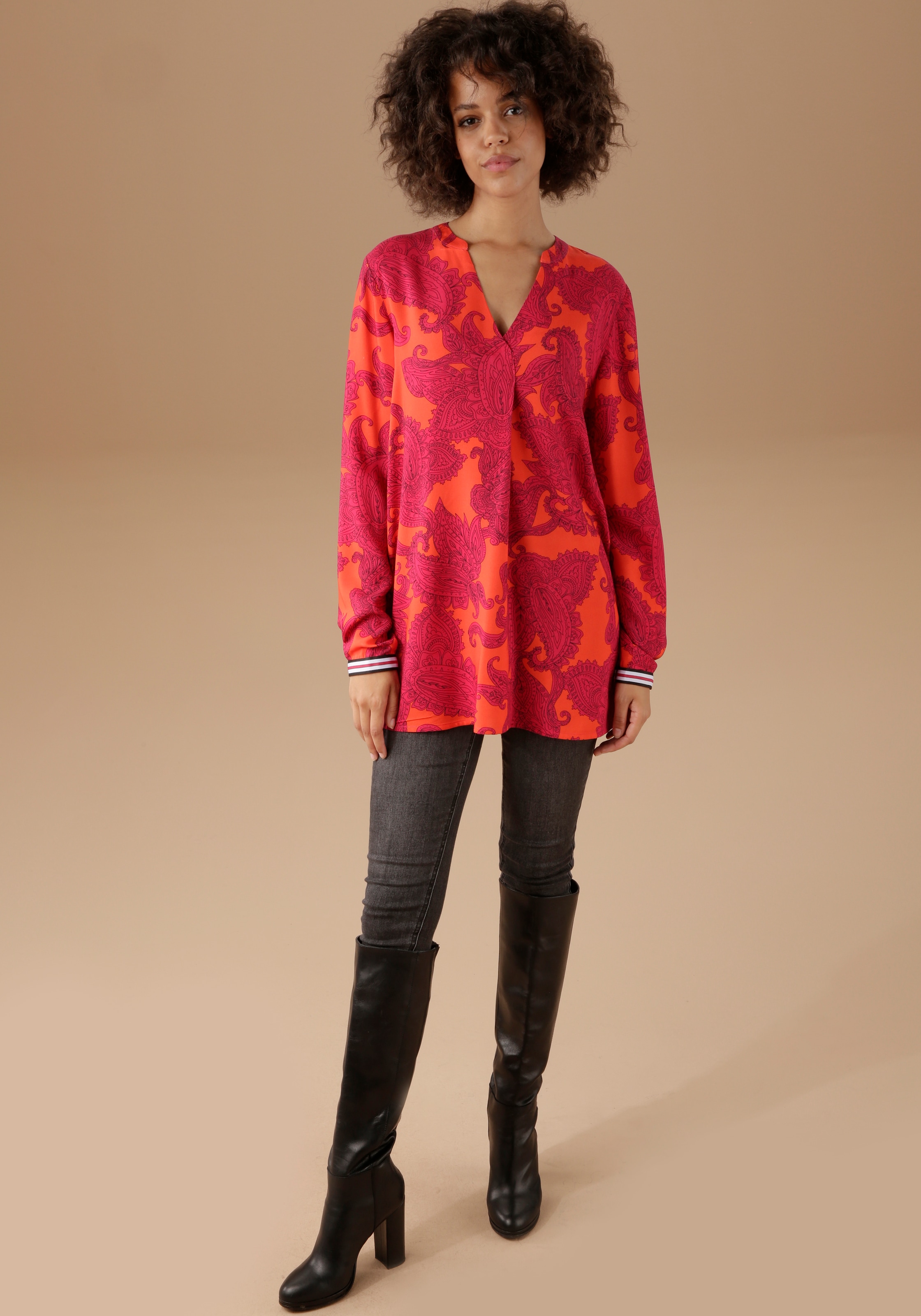 Aniston CASUAL Schlupfbluse, OTTO großflächigem mit Online Shop im Ornament-Druck farbenfrohem