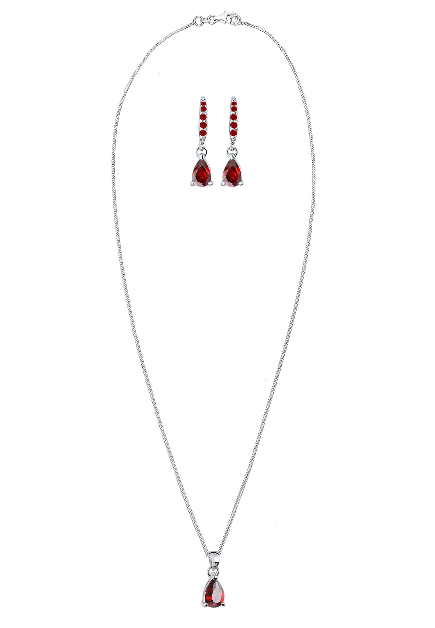 Elli Ohrring und Ketten Set »Schmuckset Ohrhänger Anhänger mit Zirkonia Tropfen aus 925 Sterling Silber«