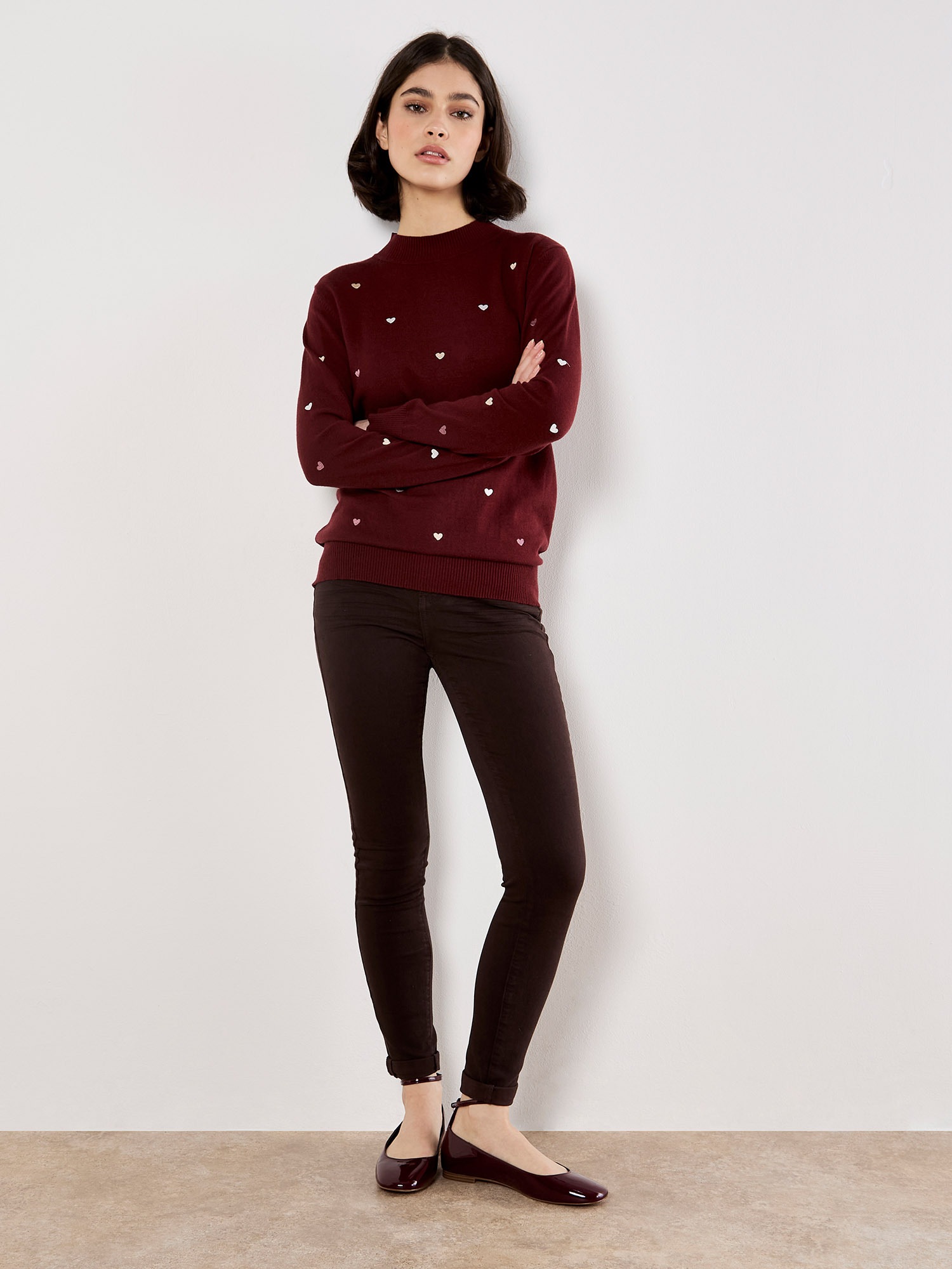 Apricot Stehkragenpullover »Stehkragenpullover« mit aufgestickten Herzen