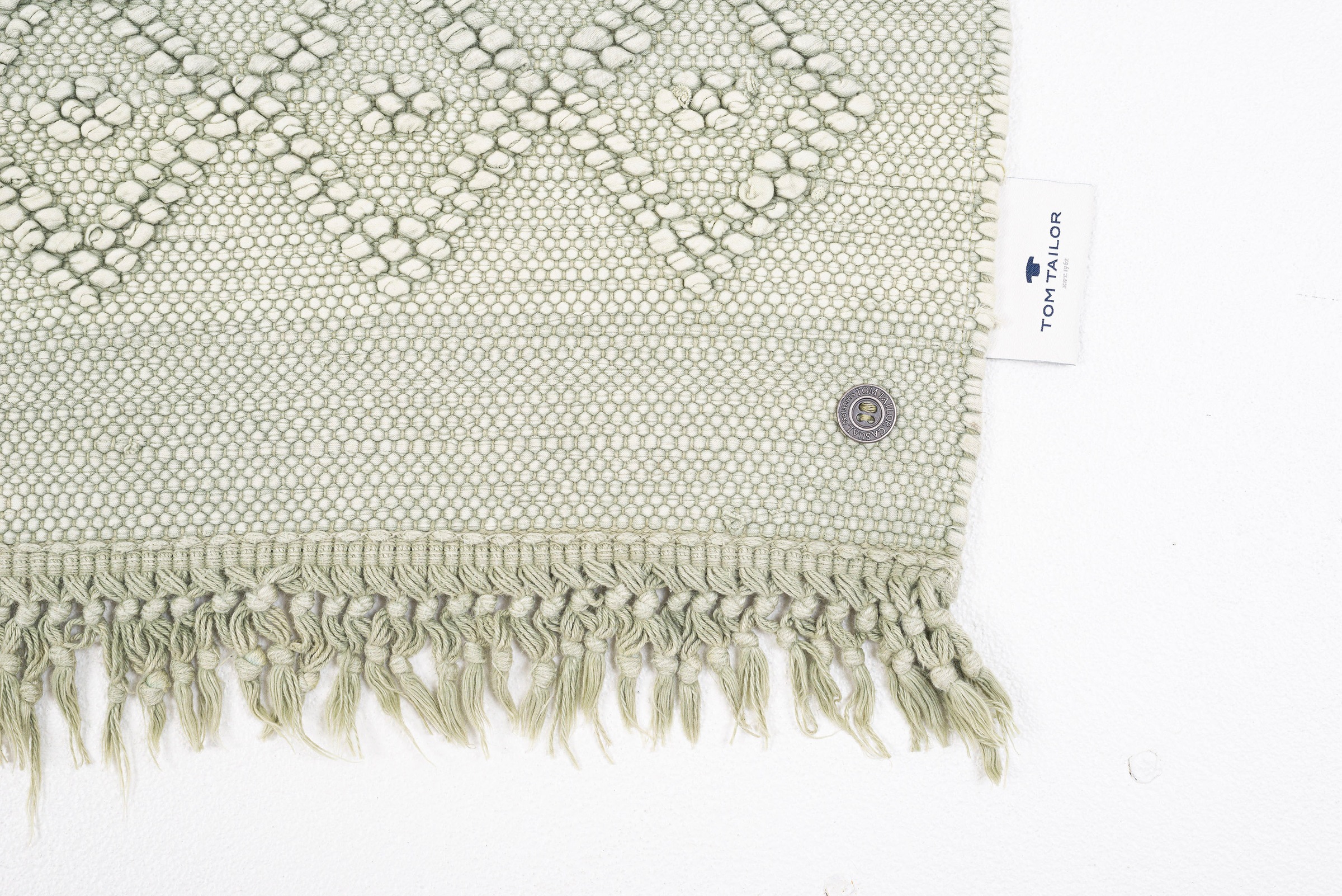 TOM TAILOR HOME Badematte »Vintage Wash«, fußbodenheizungsgeeignet, Badteppich, Uni Farben, Rauten Muster, mit Fransen, reine Baumwolle
