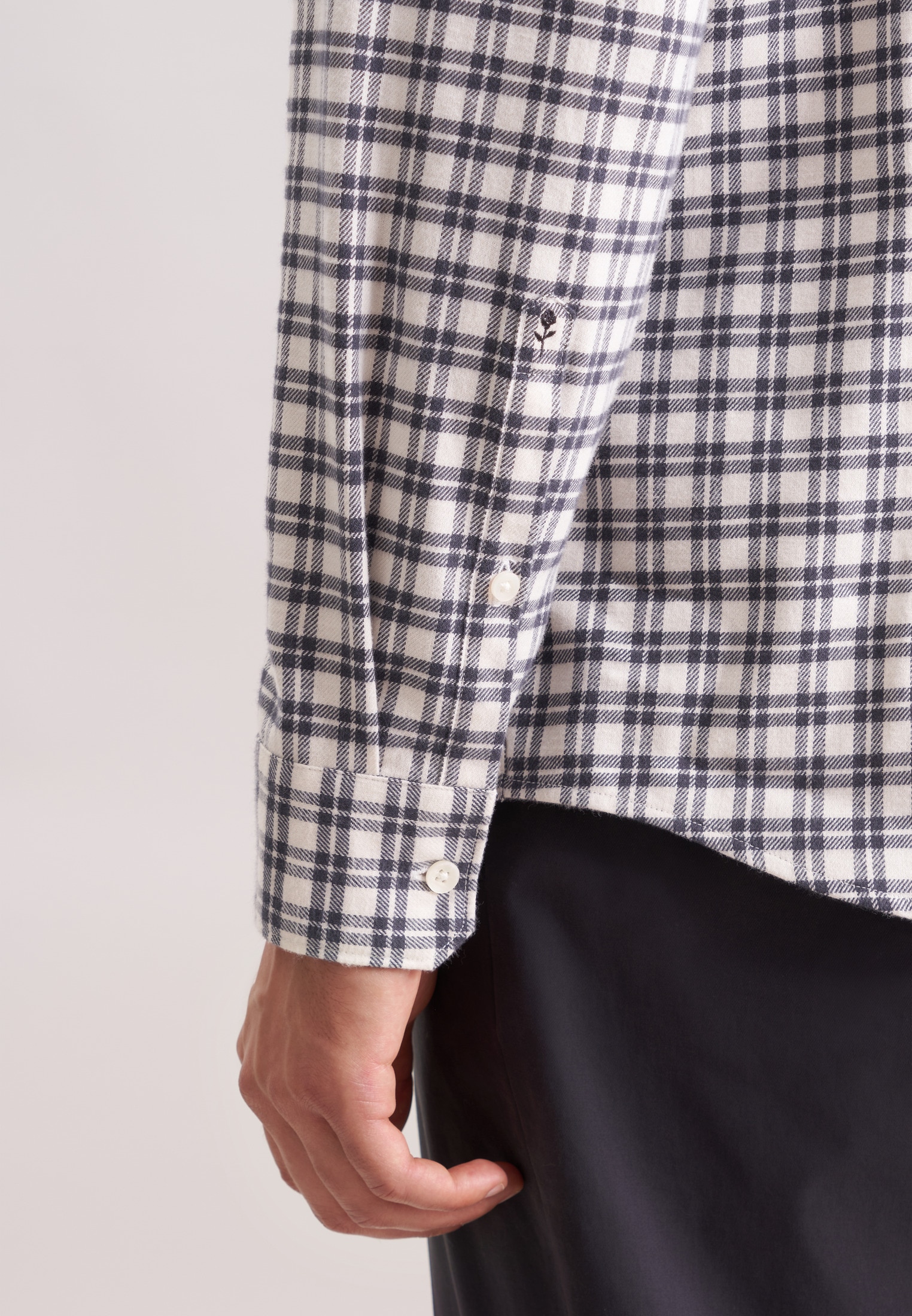 seidensticker Flanellhemd Slim 1/1 Button-Down-Kragen Karo
