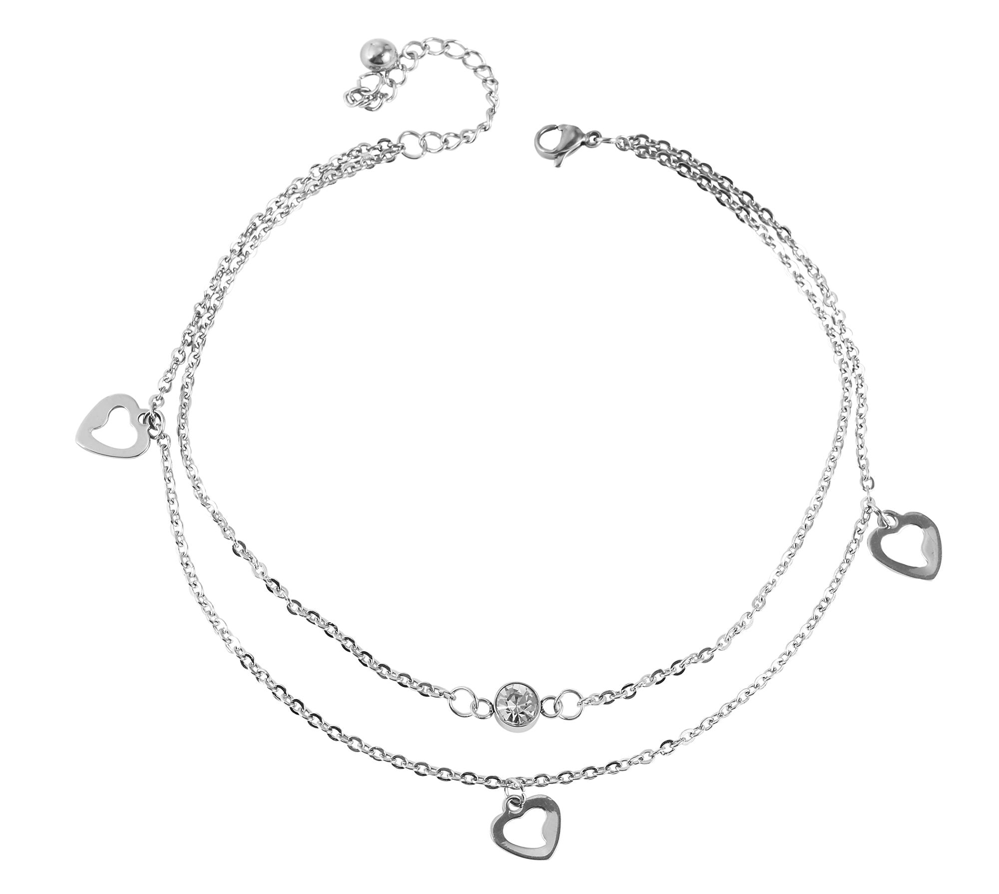 Adelia´s Armband »Damen Armband ¿ Herz aus Edelstahl mit Strass Steinchen 26 cm«