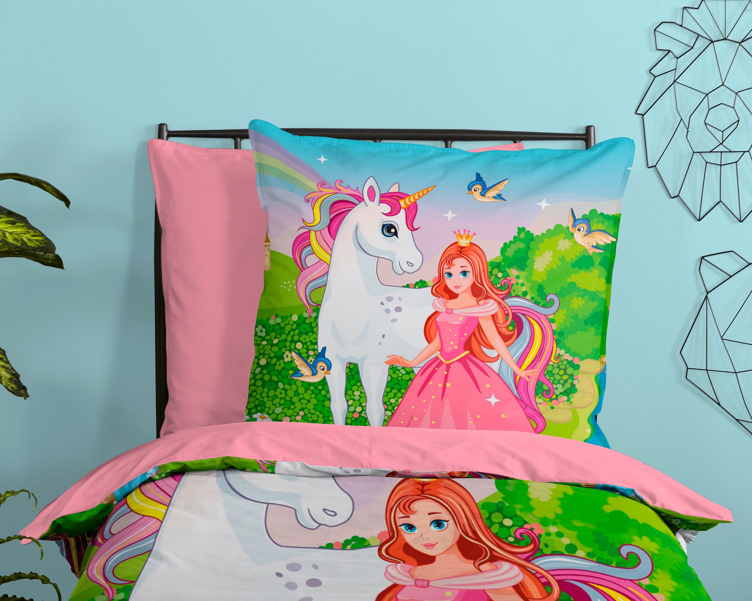 good morning Kinderbettwäsche »Fairytale«, Baumwolle, 135x200, Reißverschluss, Wendeoptik, Kind, Mädchen, Einhorn