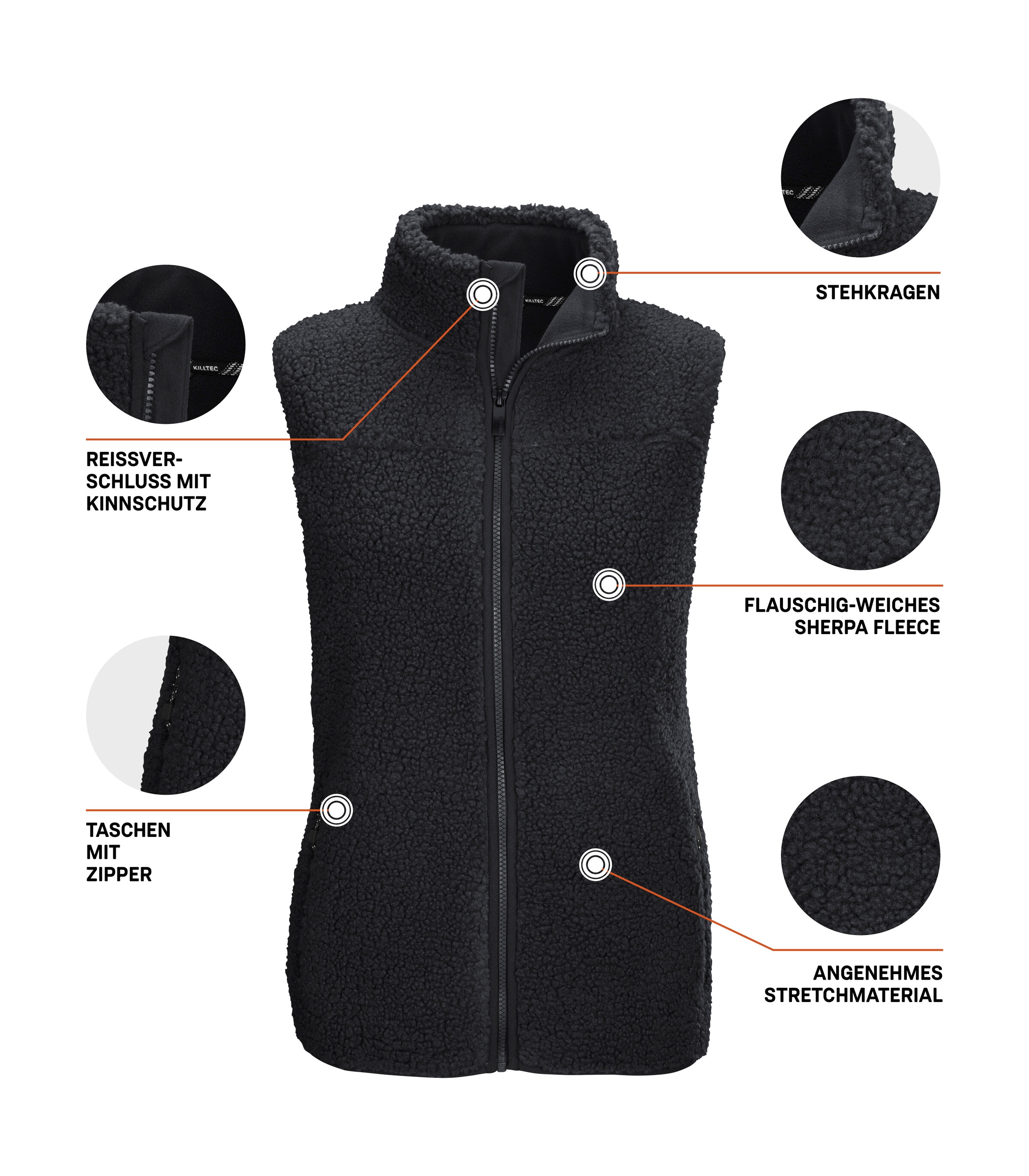 Killtec Funktionsweste »KOW 7 WMN VST« Kuschelige Sherpa Fleeceweste, Stretch, Zipper-Taschen, Kinnschutz