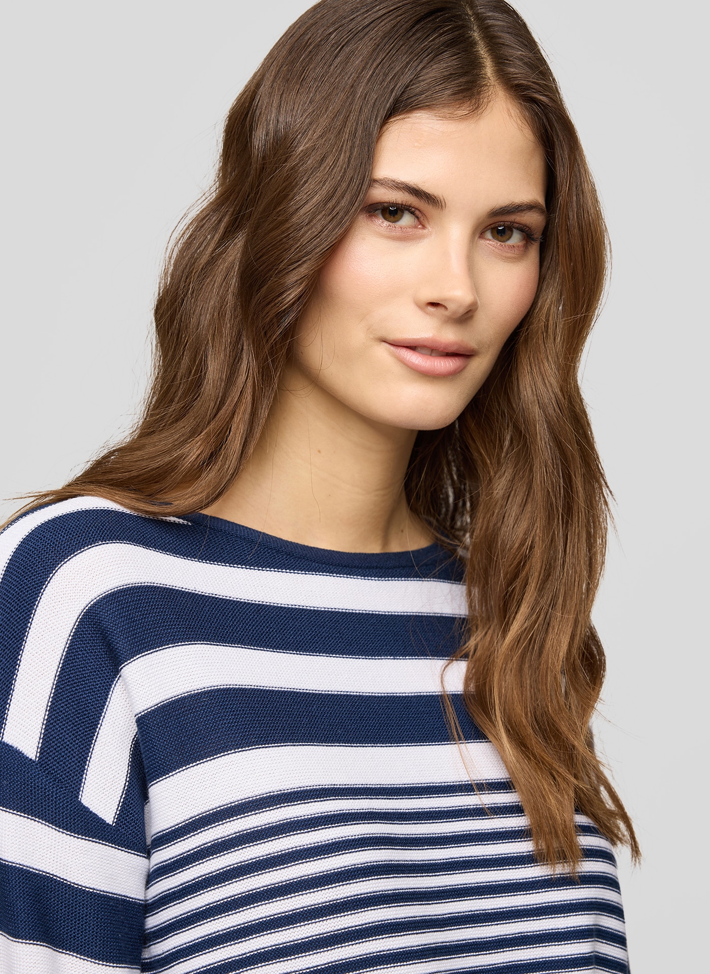 Rabe Rundhalspullover mit Streifen Muster