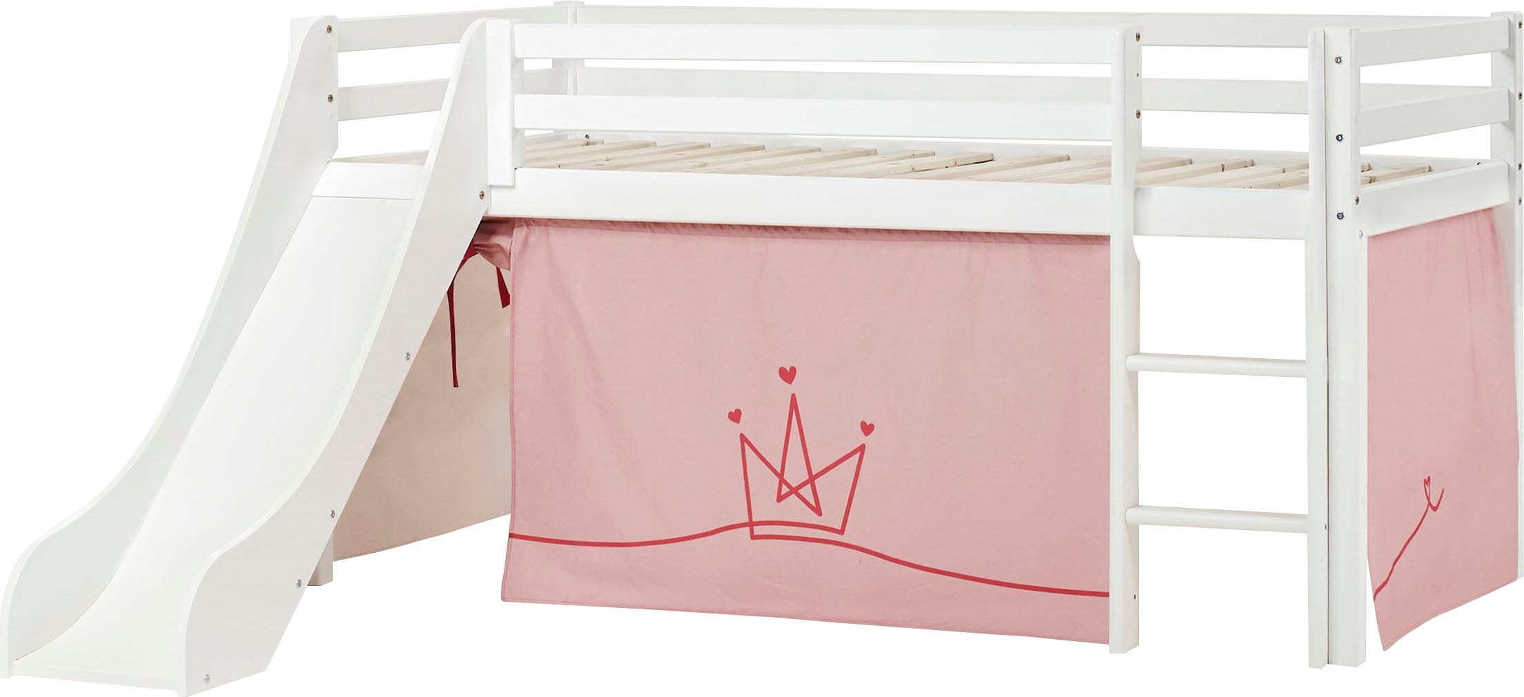 Hoppekids Hochbett »«Princess»«, Rutsche & Vorhang Rosa und viel Auswahl