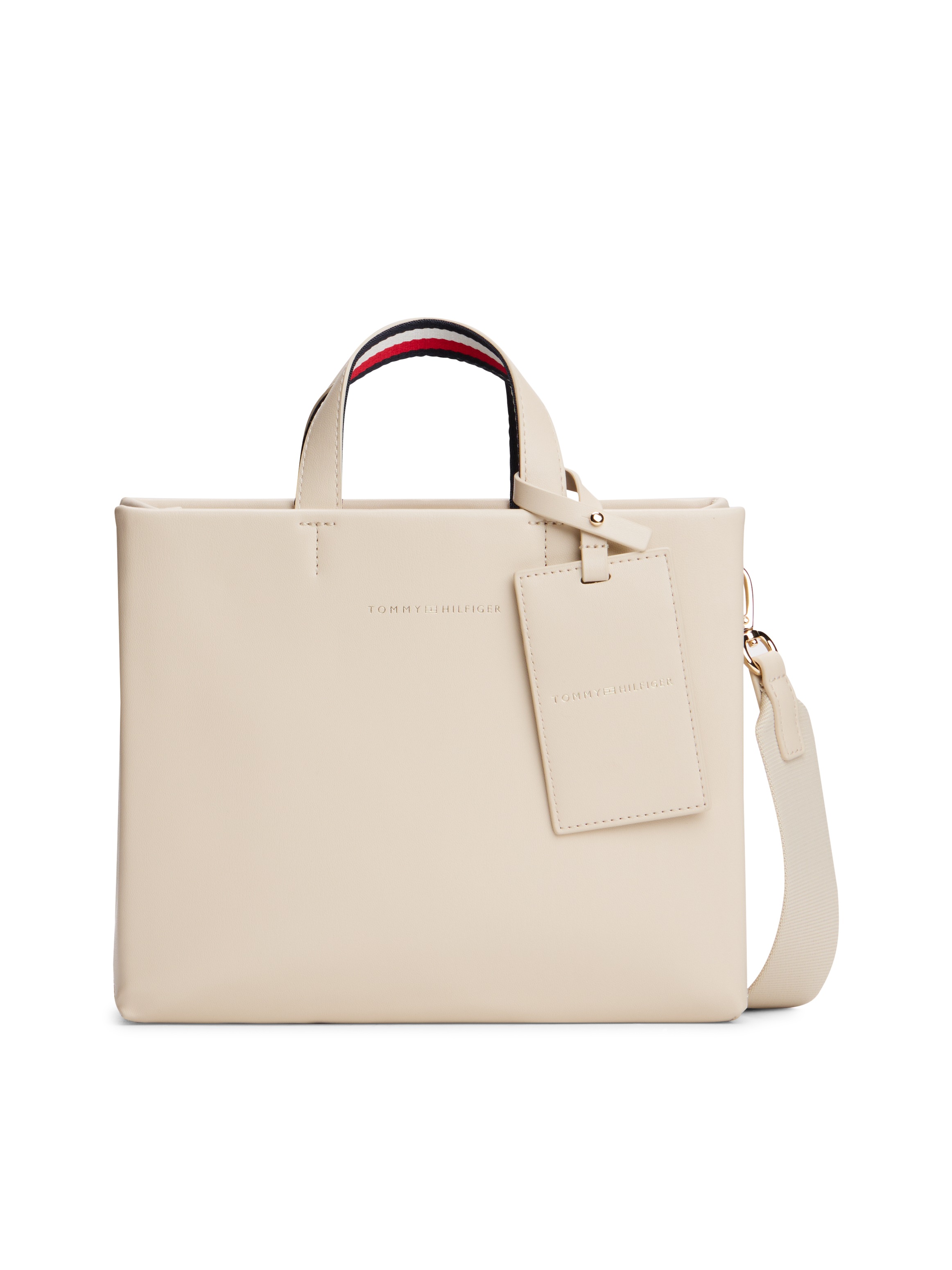 Tommy Hilfiger Henkeltasche »TH ESTABLISHED MED SHOPPER«, Damen-Umhängetasche, Schultertasche mit farbigen Streifen am Henkel
