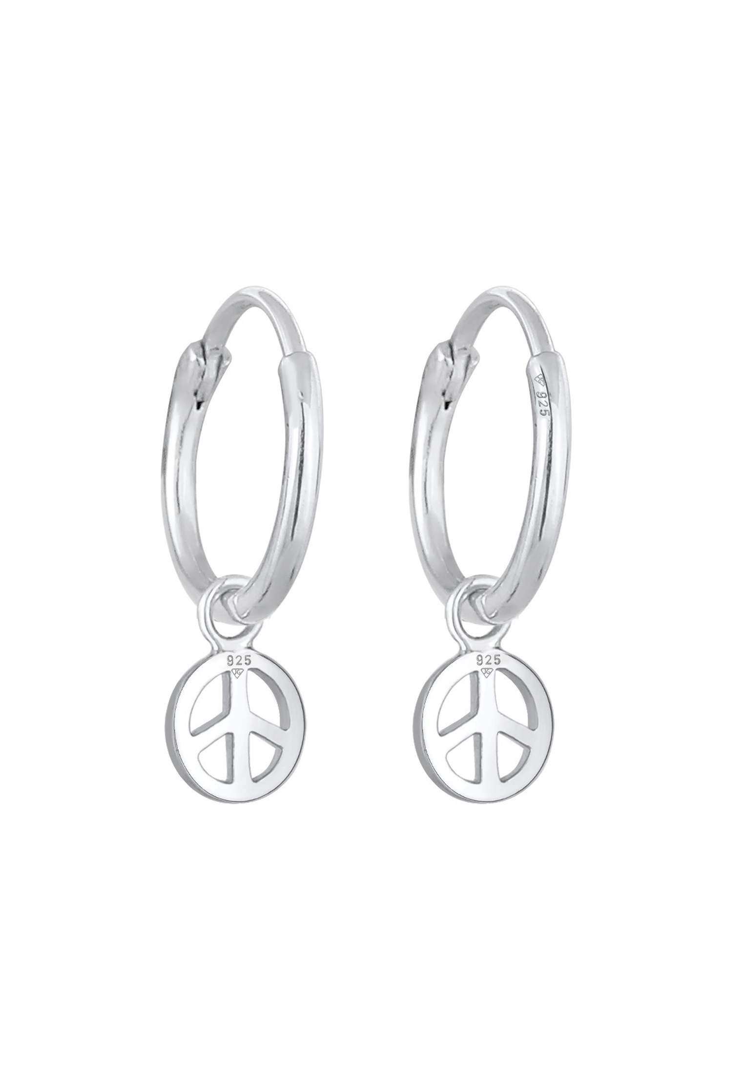 Elli Paar Creolen »Ohrringe Creolen Peace Boho Symbol 925 Silber«